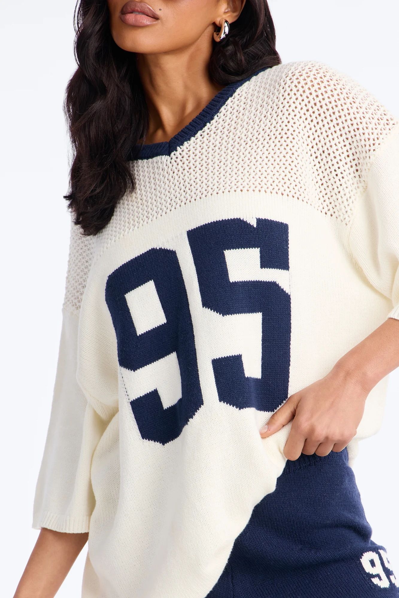 95 Crochet Biker Short Set - Cream - Image 3