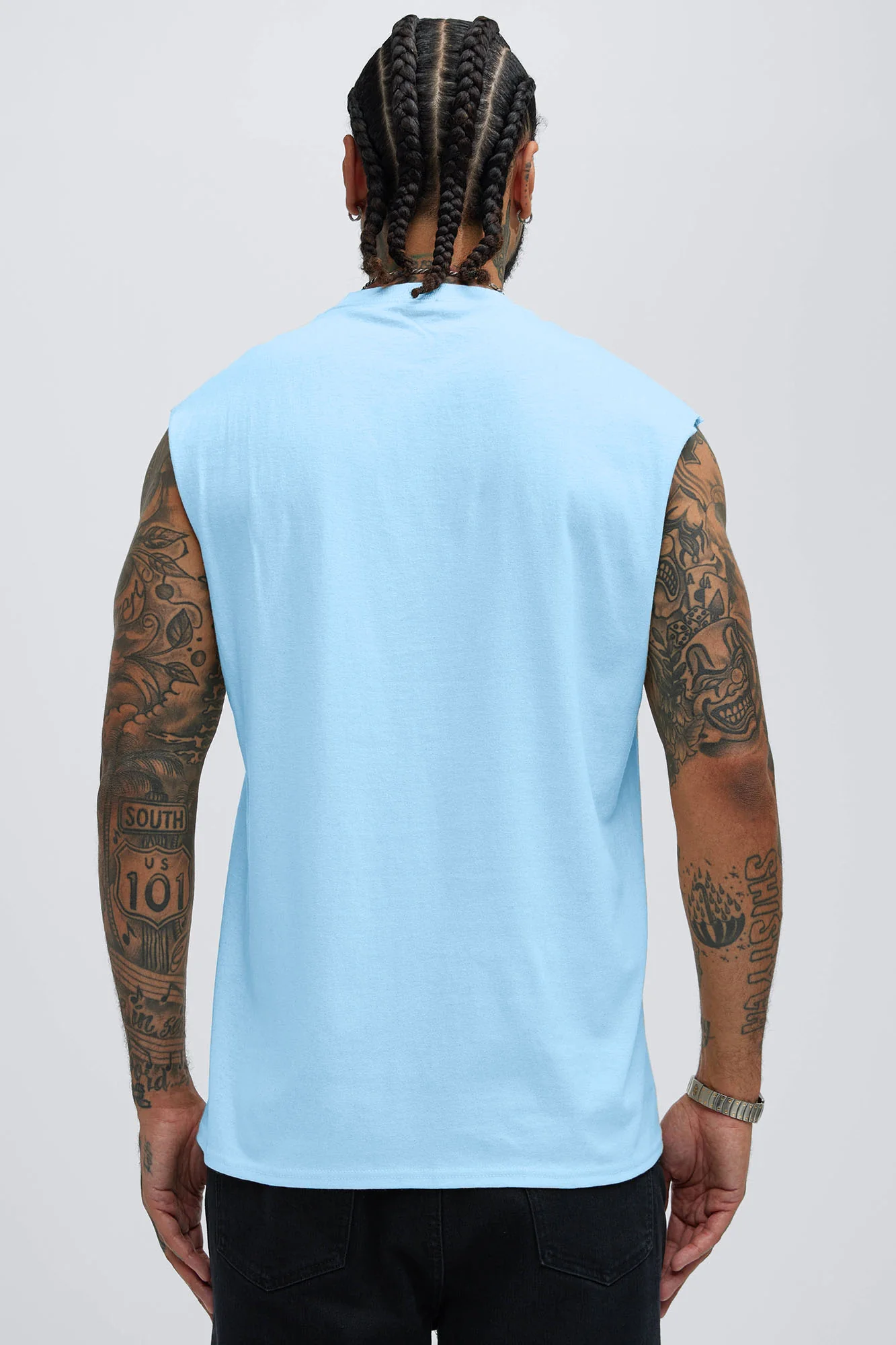 A Life Of Flora Sleeveless Tee - Light Blue - Image 3