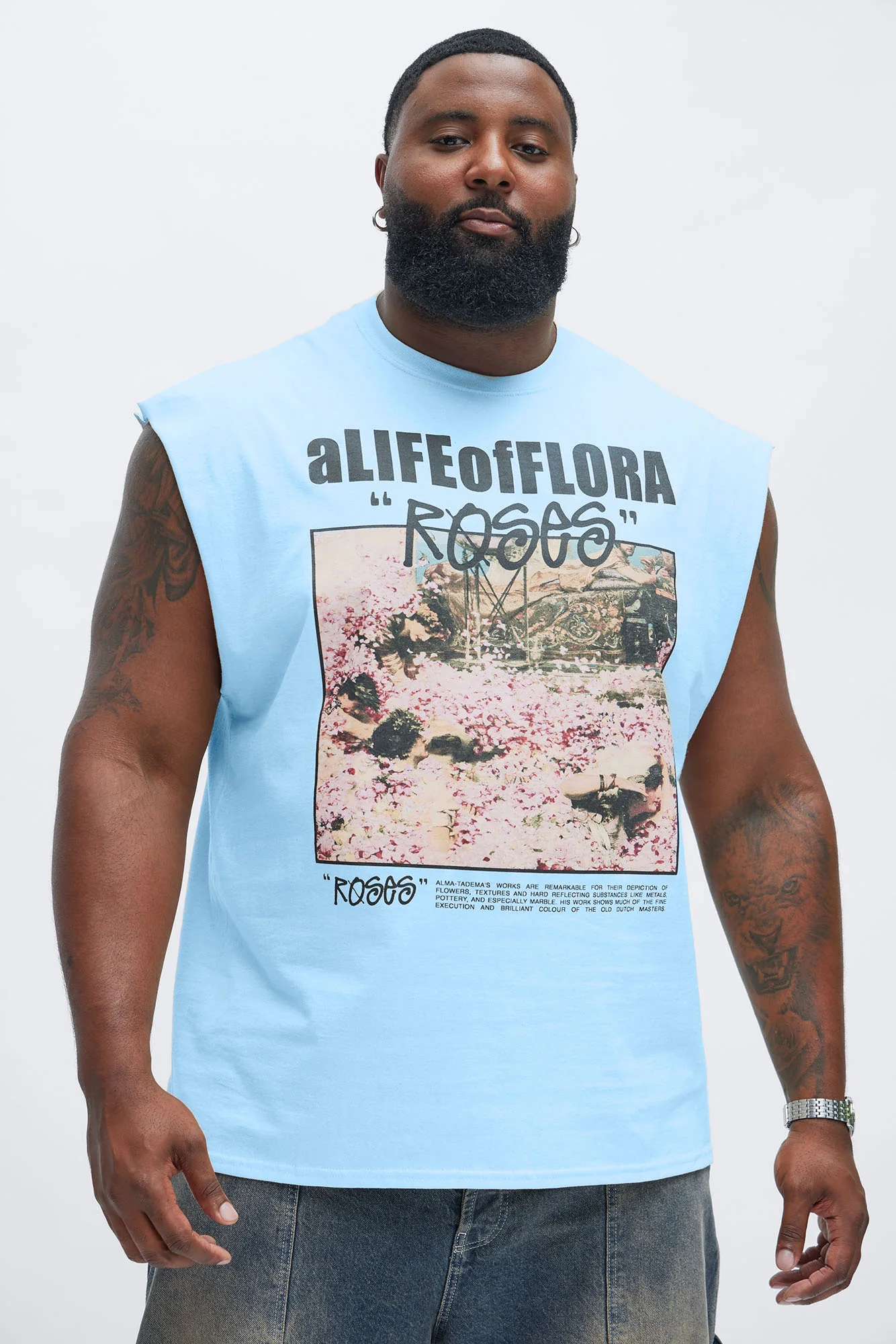 A Life Of Flora Sleeveless Tee - Light Blue - Image 4