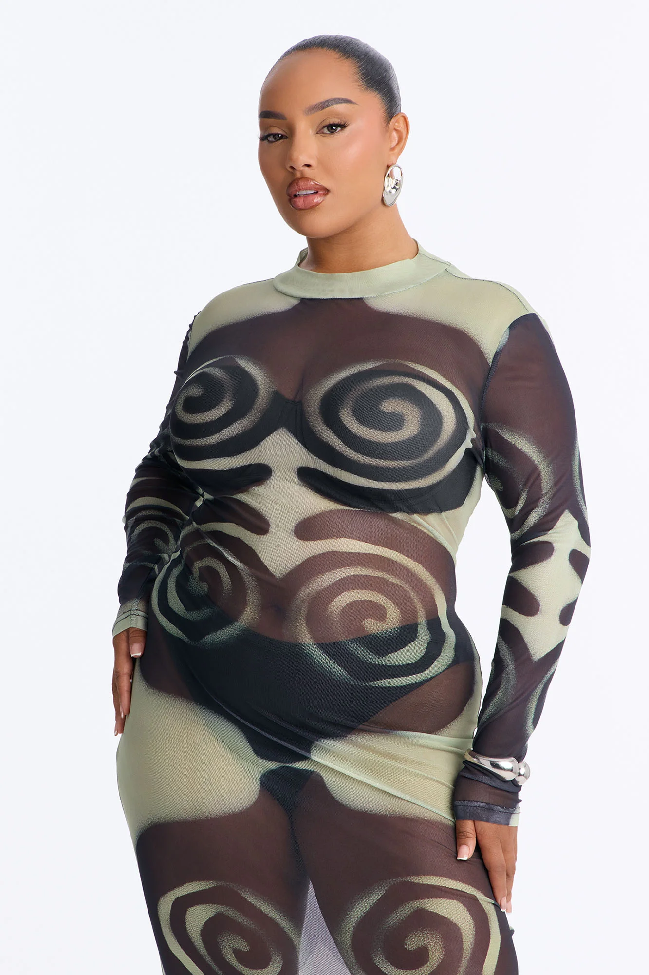 A Little Whimsy Mesh Maxi Dress - Black/combo - Image 6