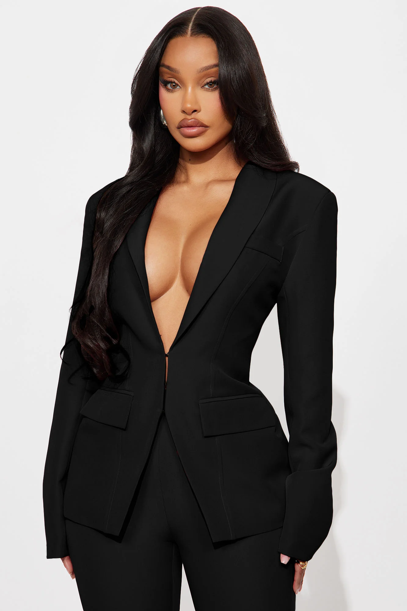 About Her Business Hourglass Blazer - Black