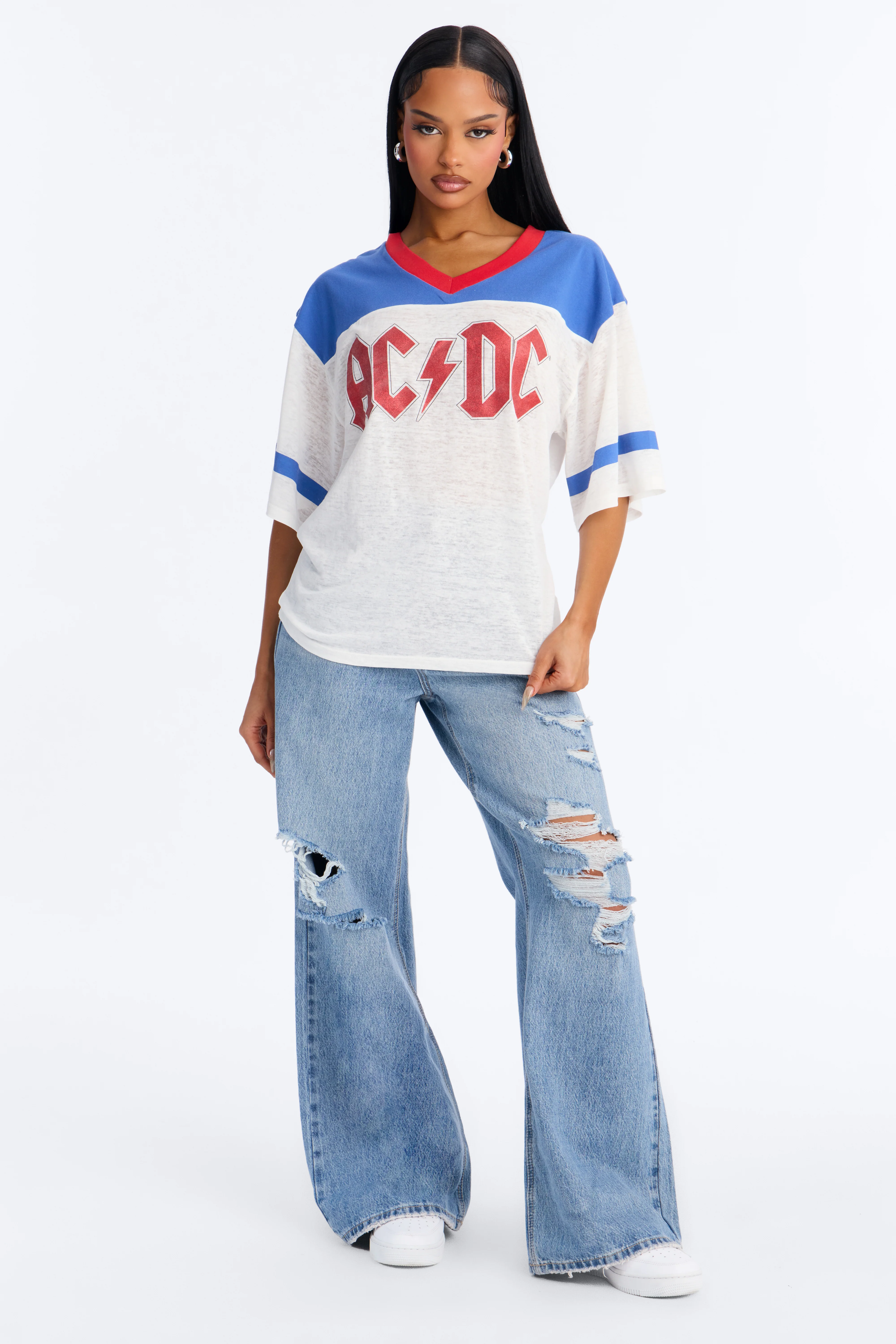 ACDC Burnout V-Neck Jersey - White - Image 2