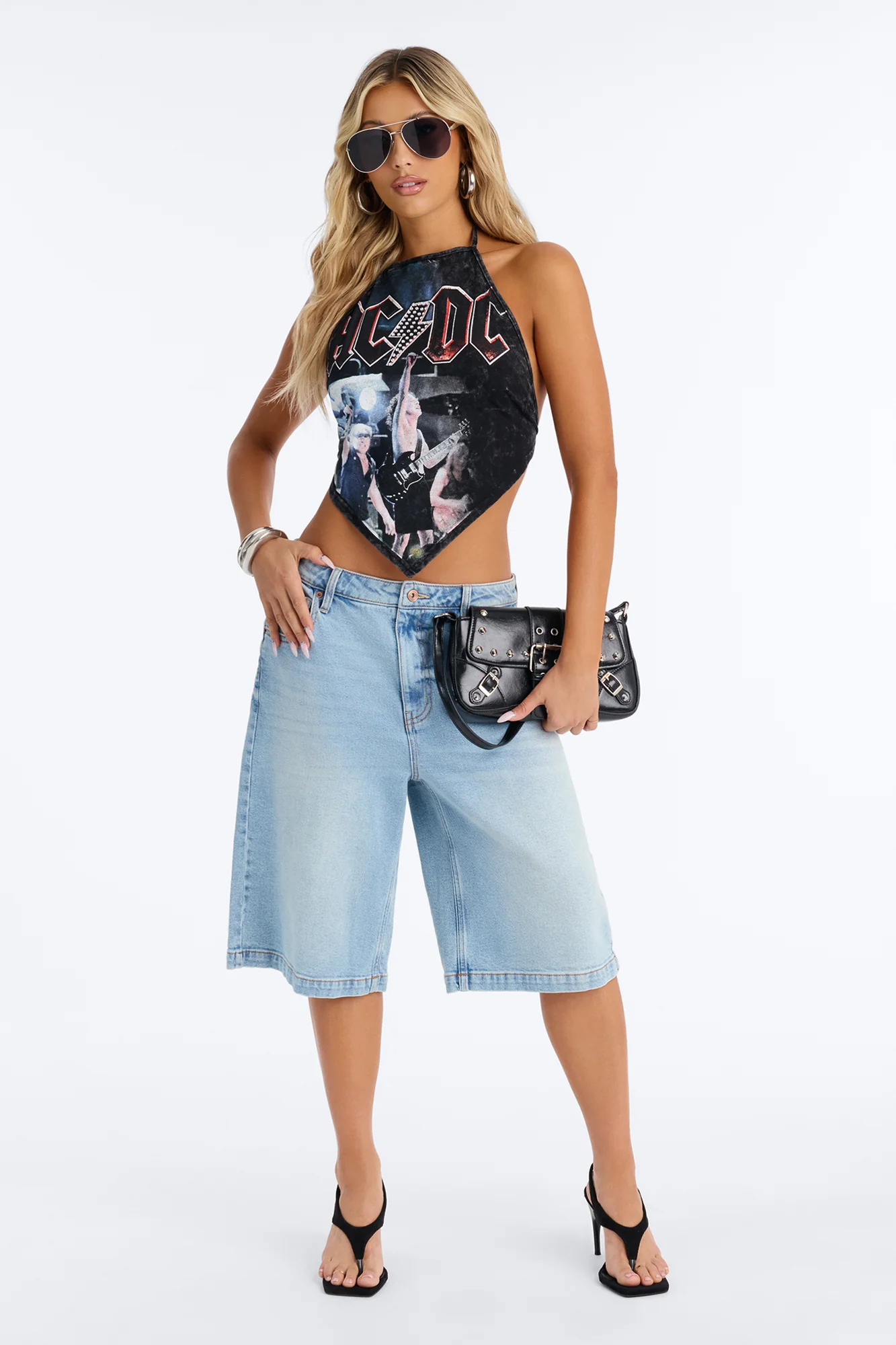 ACDC Halter With Rhinestones - Black Wash - Image 2