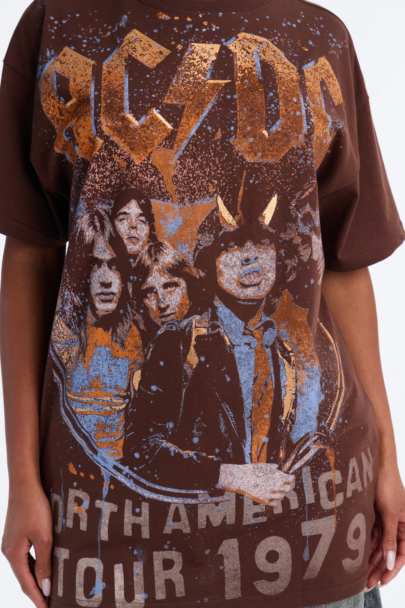 ACDC Highway To Hell Front And Back Tee - Brown - Image 3