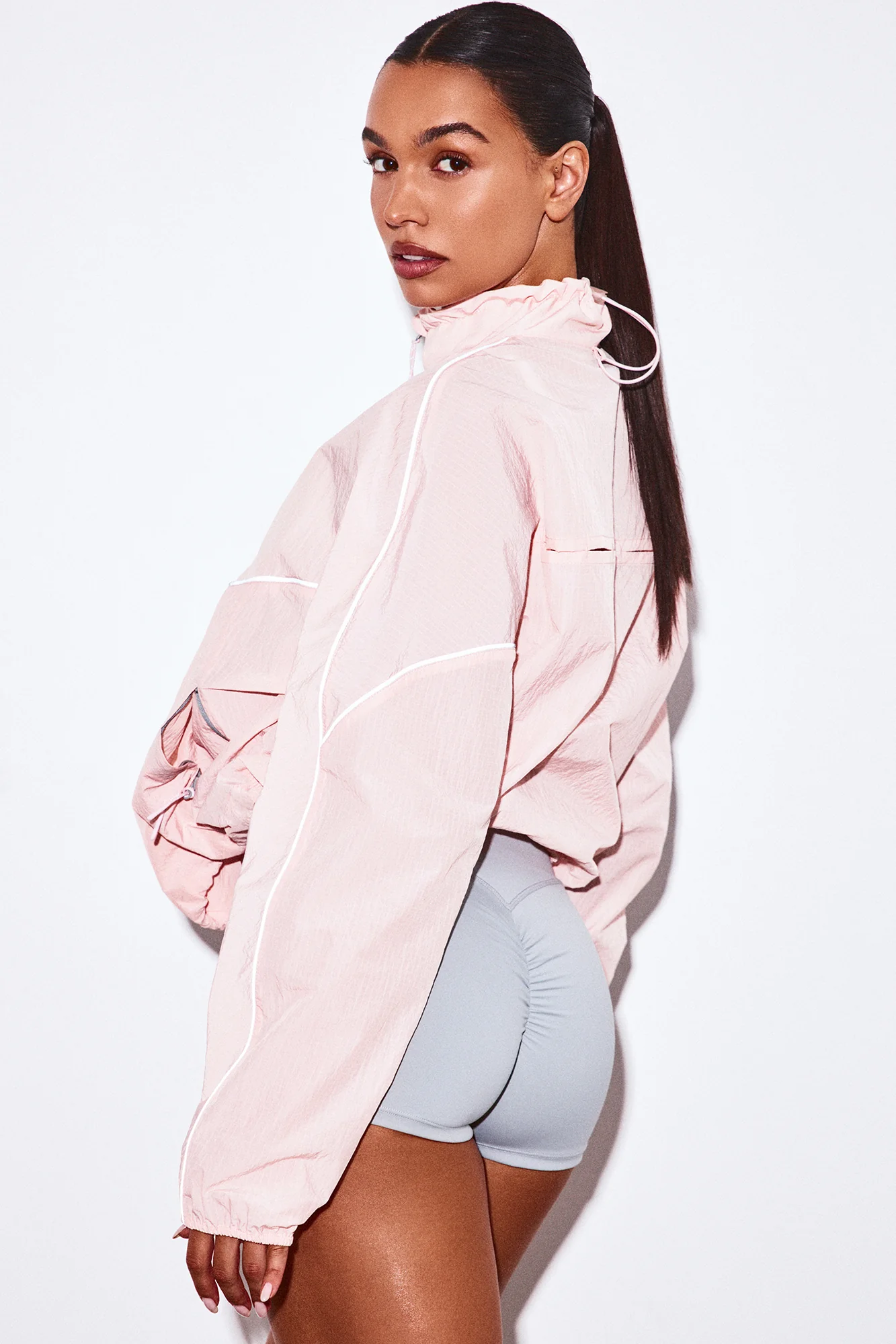 Active RipStop Quarter Zip Running Jacket - Soft Pink - Image 4