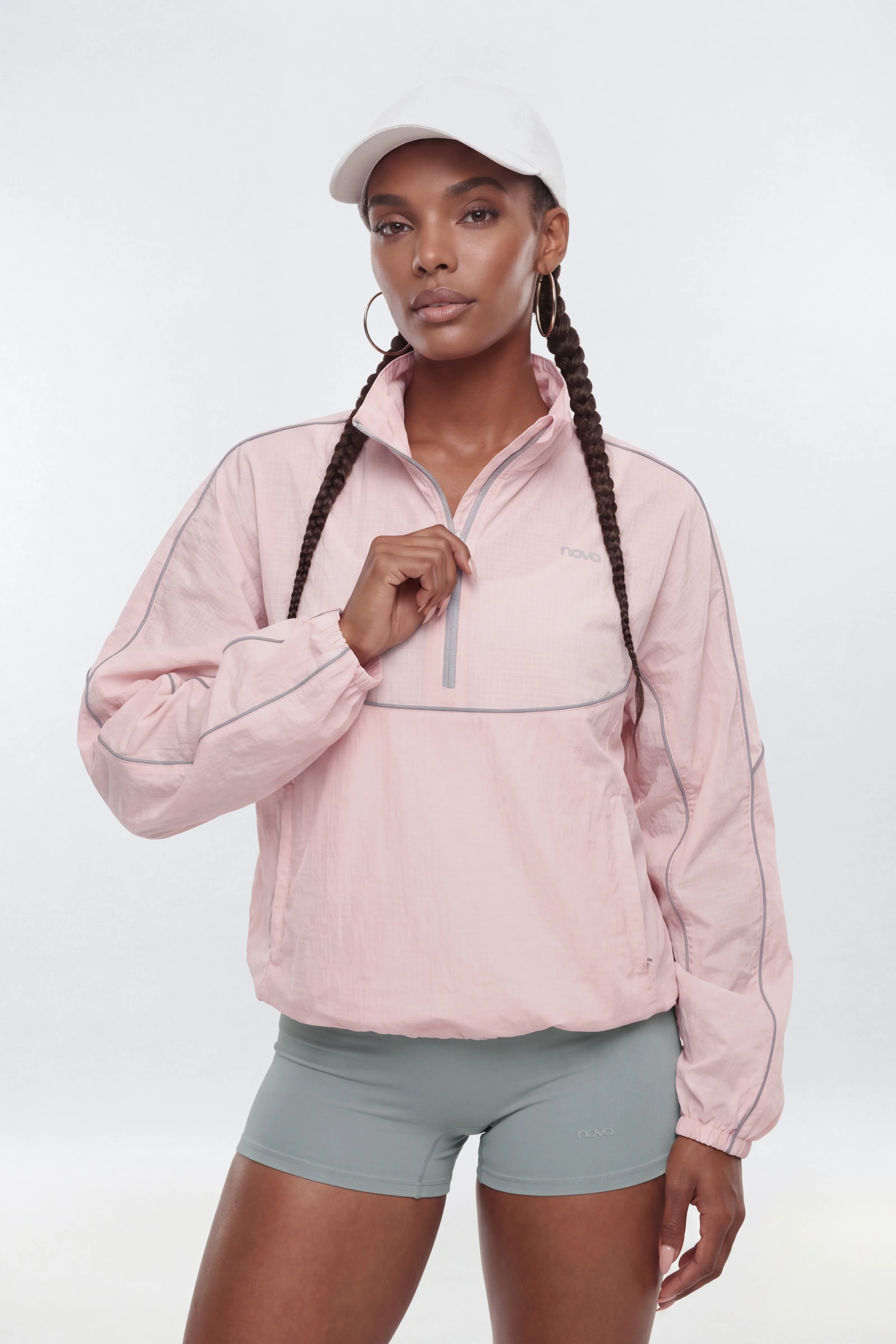 Active RipStop Quarter Zip Running Jacket - Soft Pink - Image 5