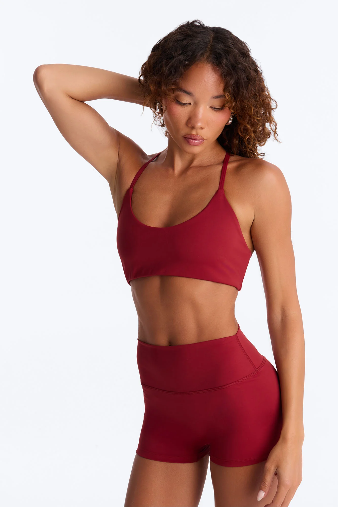 Adalynn Active Biker Short Set - Burgundy - Image 2