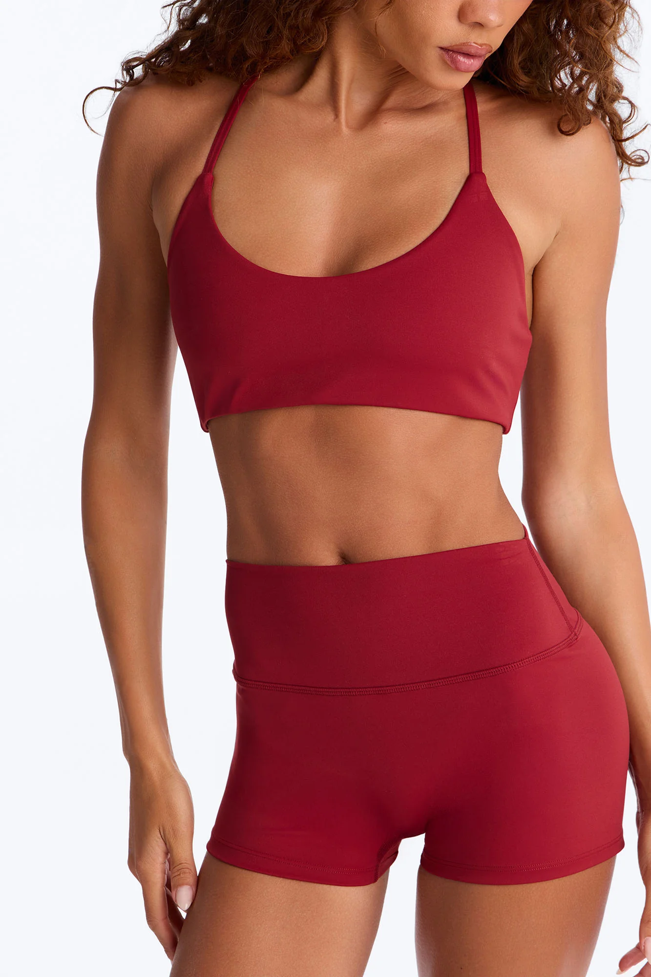 Adalynn Active Biker Short Set - Burgundy - Image 3