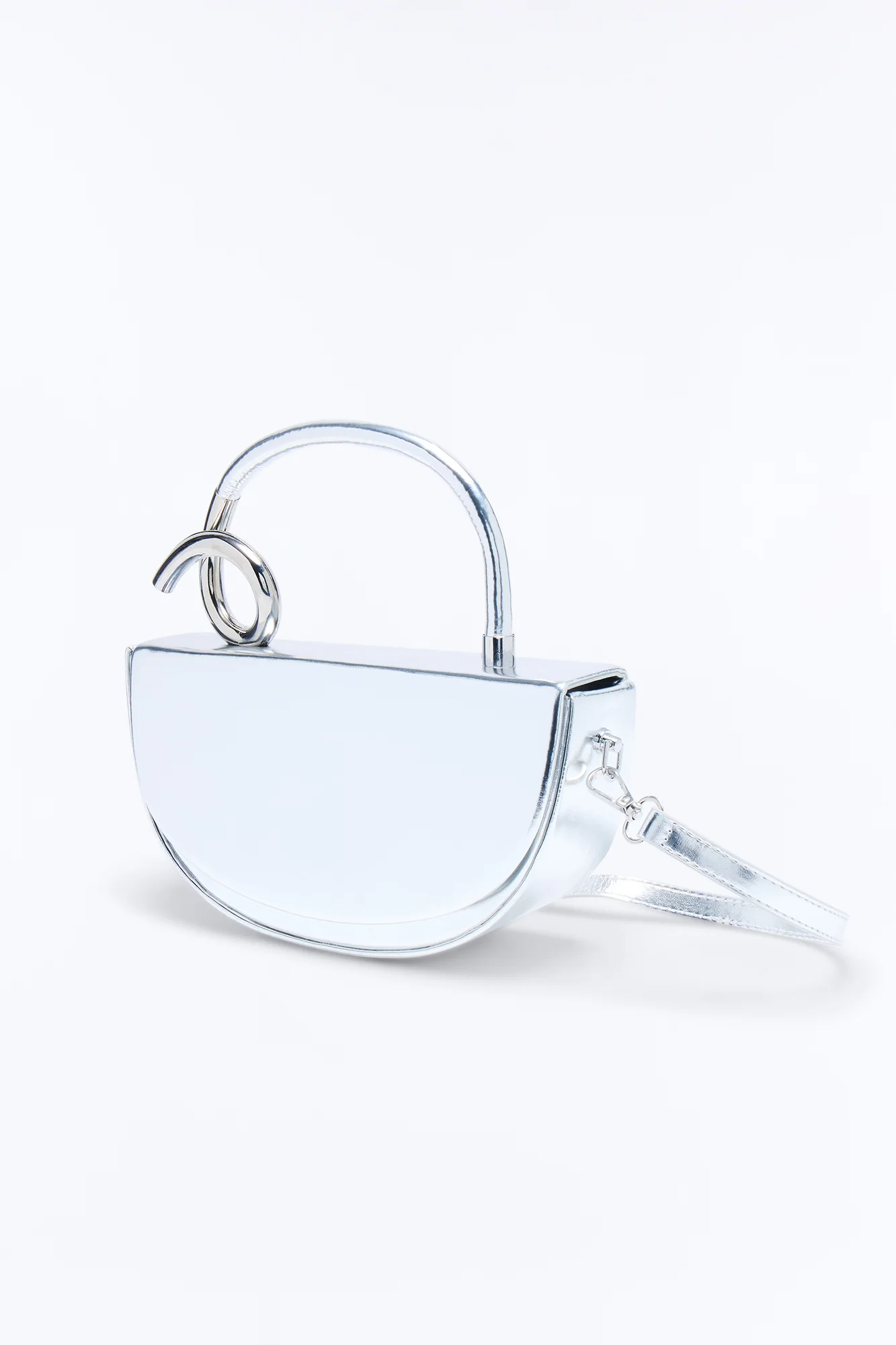 Adding A Twist Faux Leather Satchel Bag - Silver - Image 3