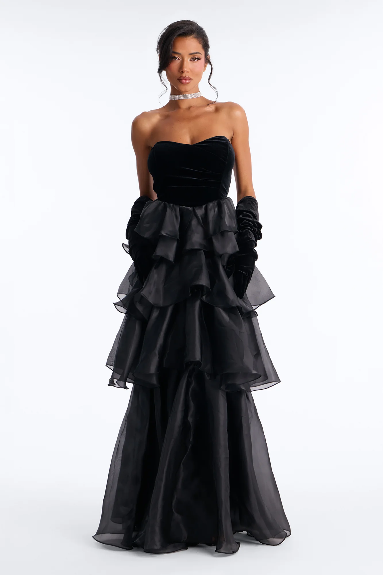 Addison Organza Tiered Gown - Black - Image 3