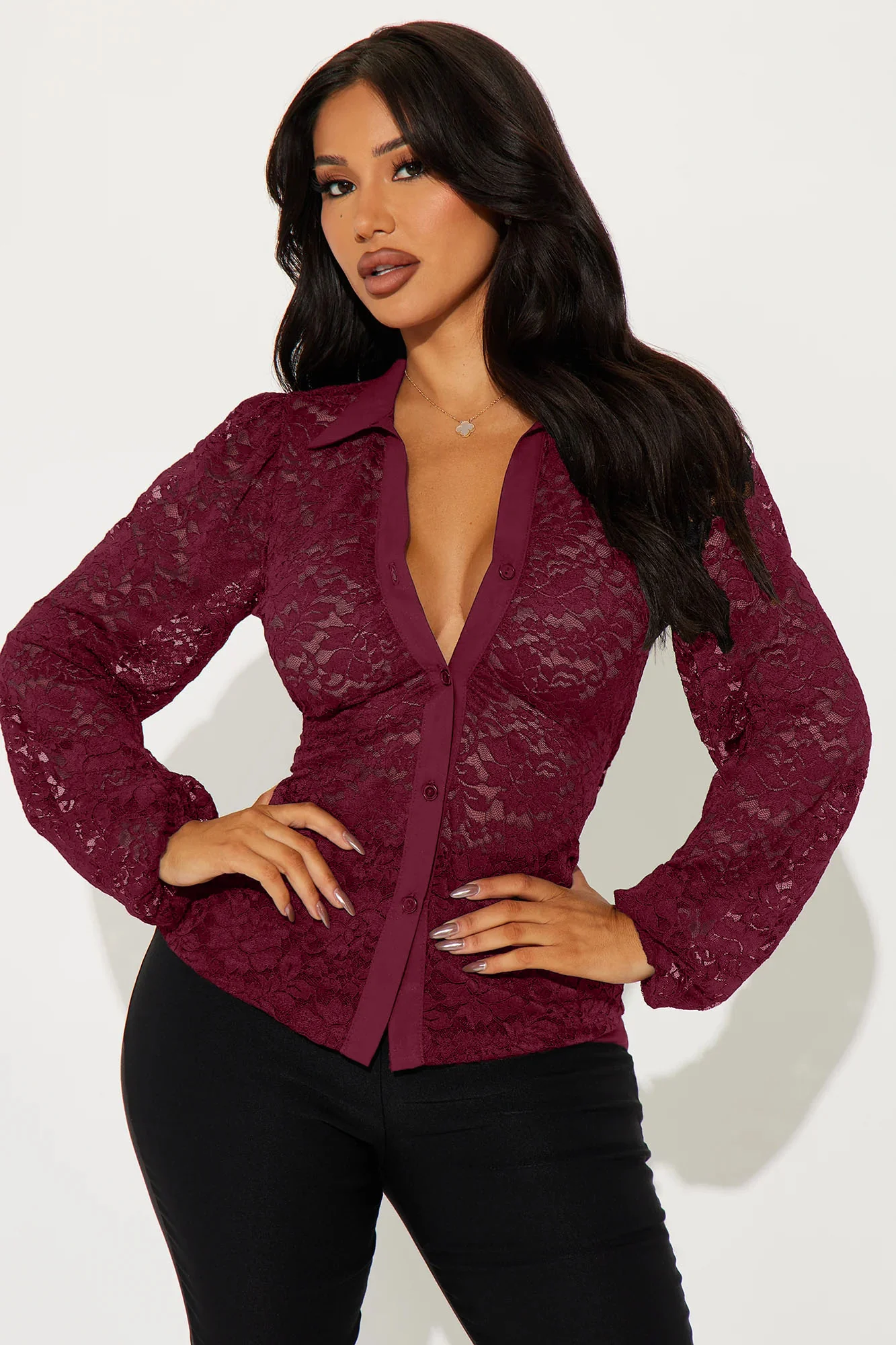 Adelina Lace Top - Burgundy