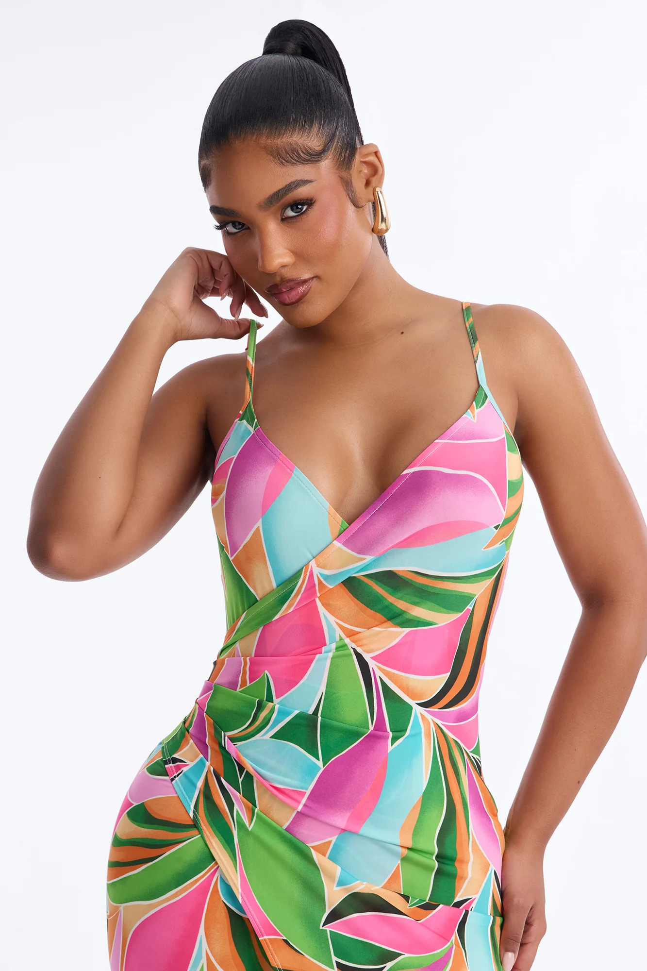 Adria Backless Printed Midi Dress - Multi Color - Image 3