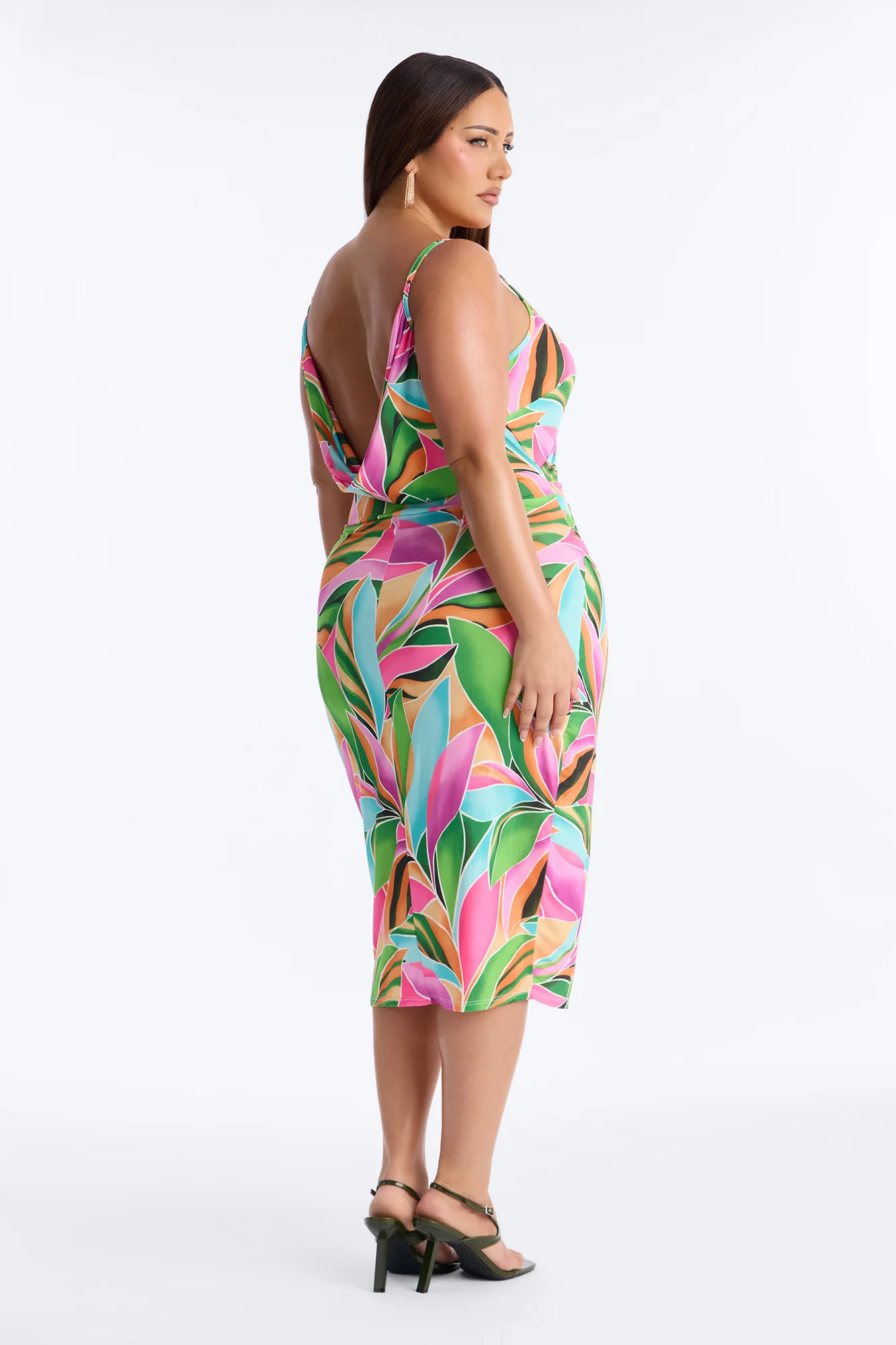 Adria Backless Printed Midi Dress - Multi Color - Image 9