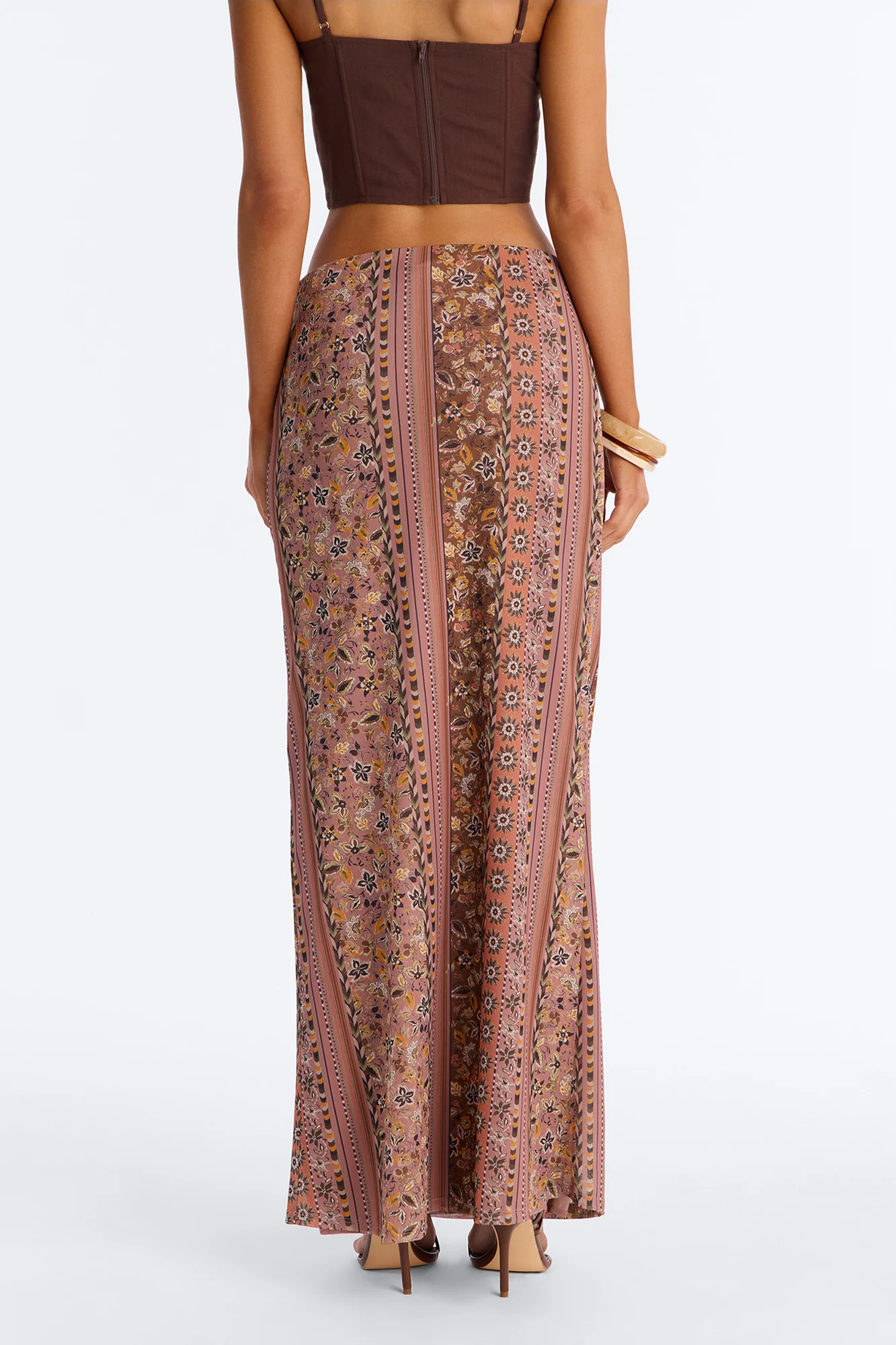 Adria Floral Mesh Maxi Skirt - Rust/combo - Image 4