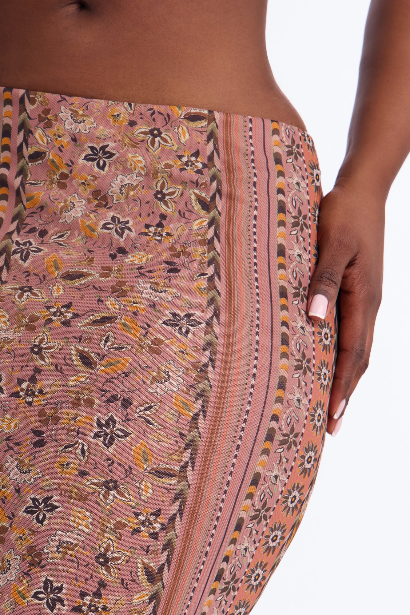 Adria Floral Mesh Maxi Skirt - Rust/combo - Image 7