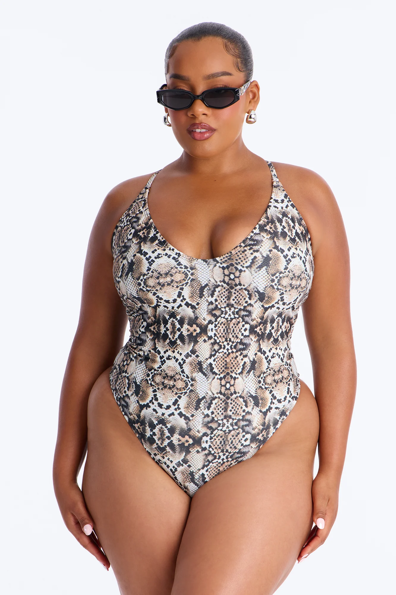 Adrienne Ribbed Snake Skin 1 Piece Swimsuit - Brown/combo - Image 4