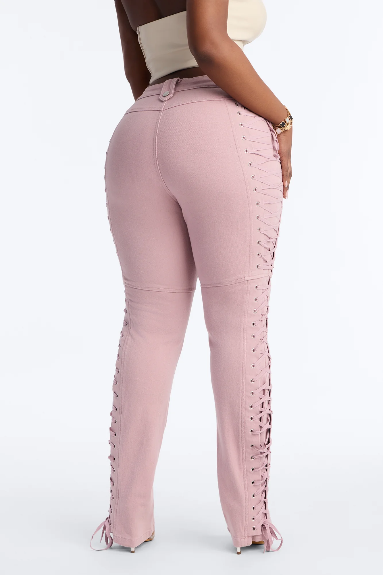 After Hours Lace Up Flare Pant - Blush - Image 8