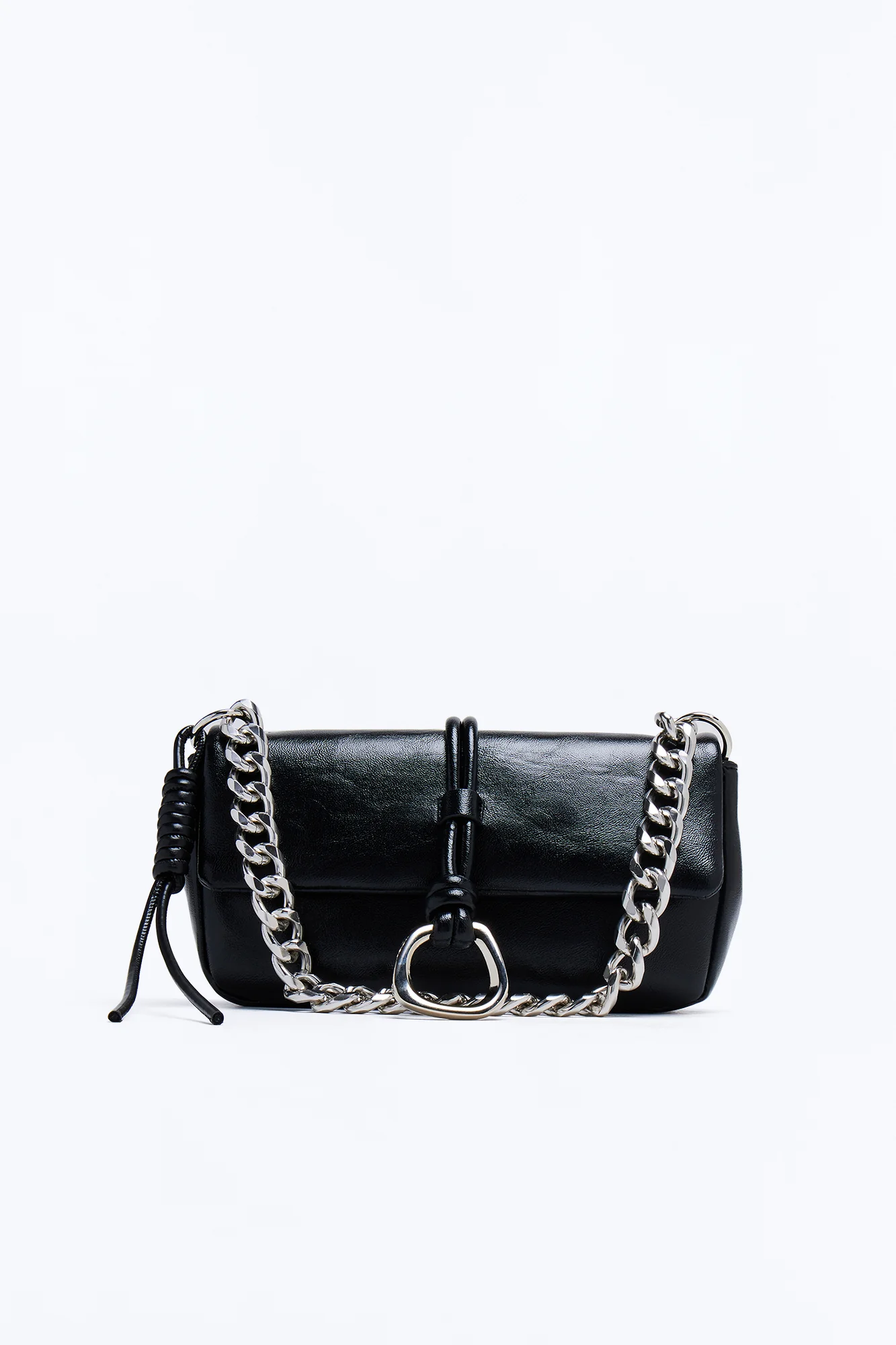 After Midnight Faux Leather Shoulder Bag - Black - Image 3
