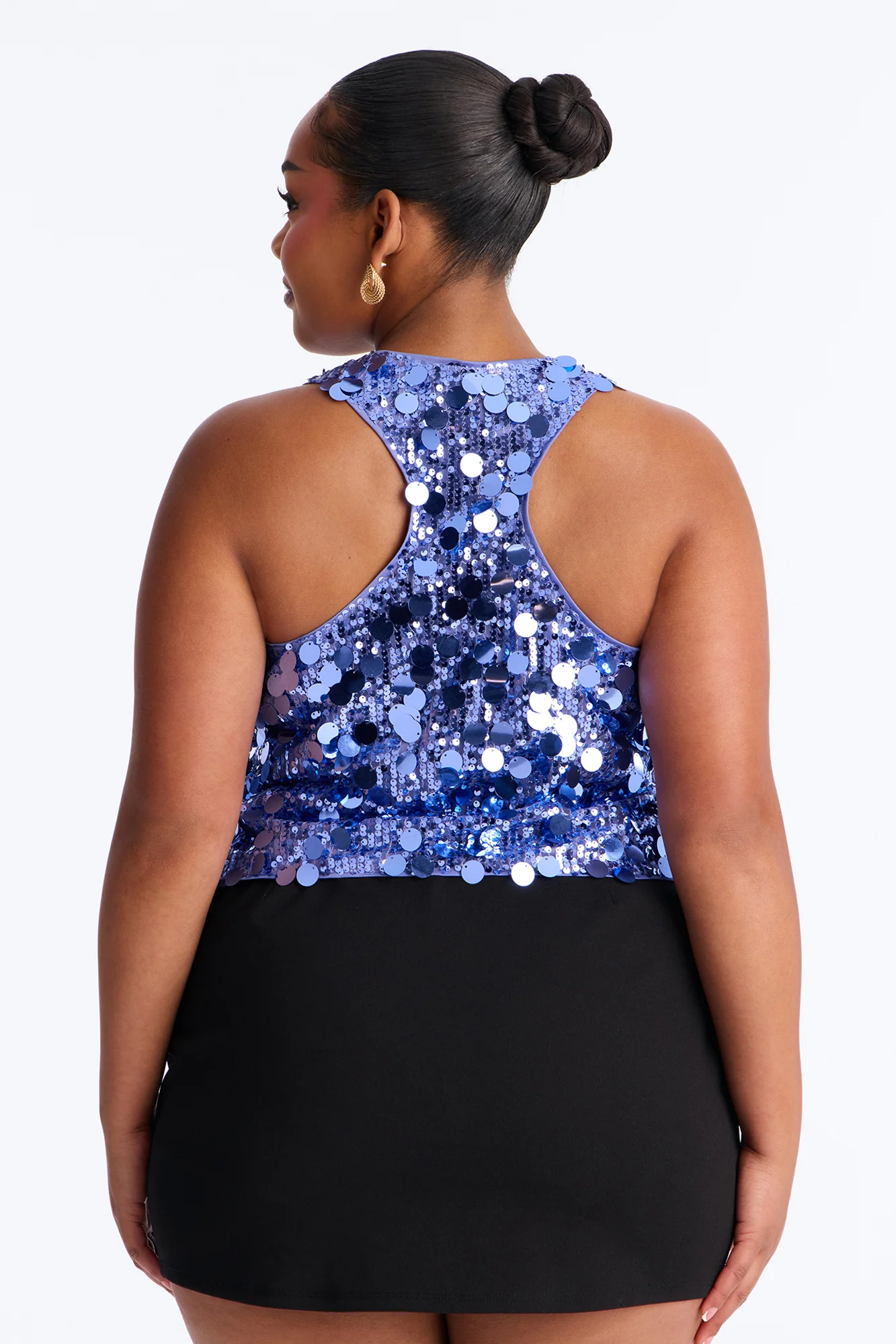 Afterglow Sequin Racerback Crop Tank Top - Periwinkle - Image 8