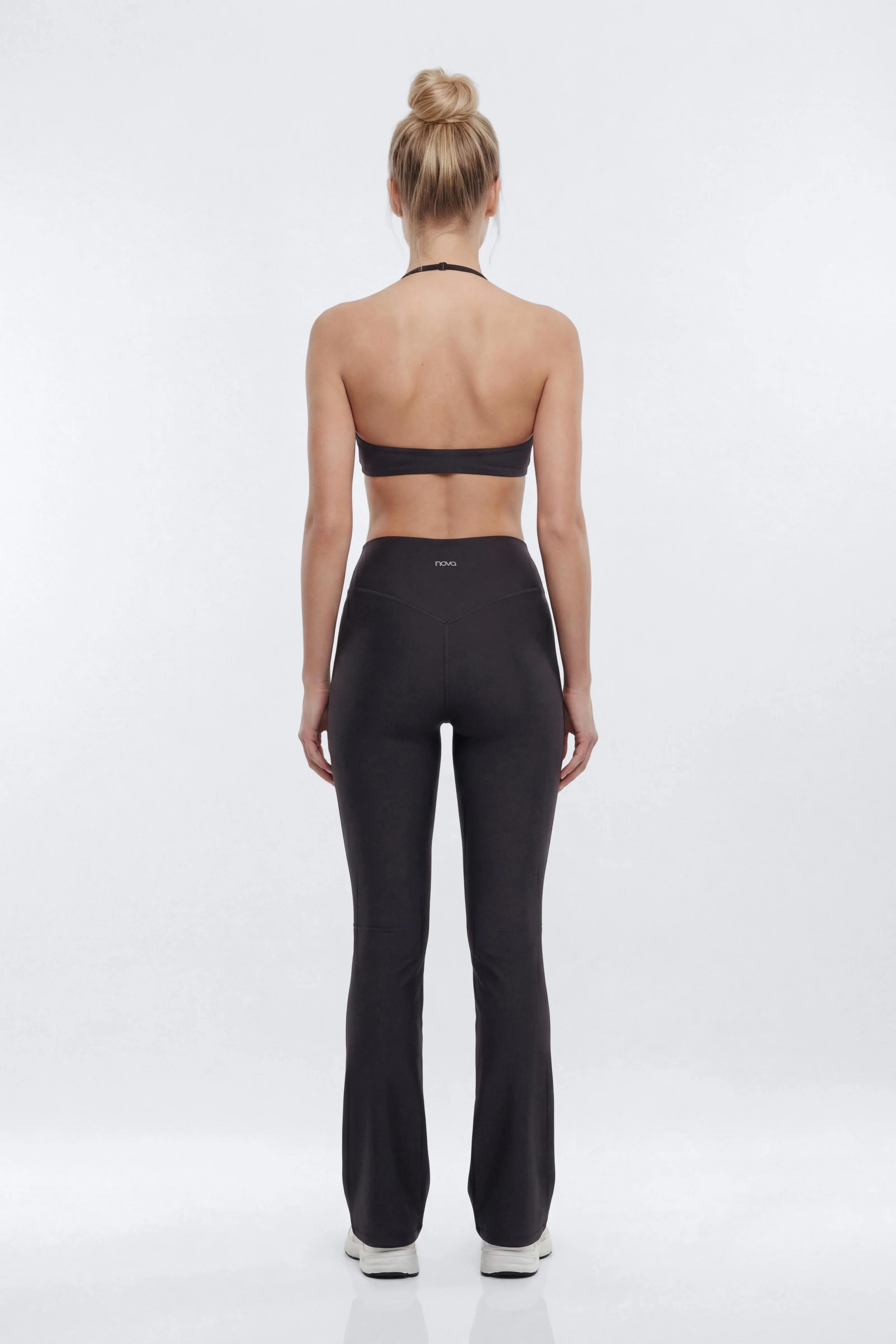 AirSculpt™ 32″ Cross Front Mid Rise Flare Legging - Black - Image 4