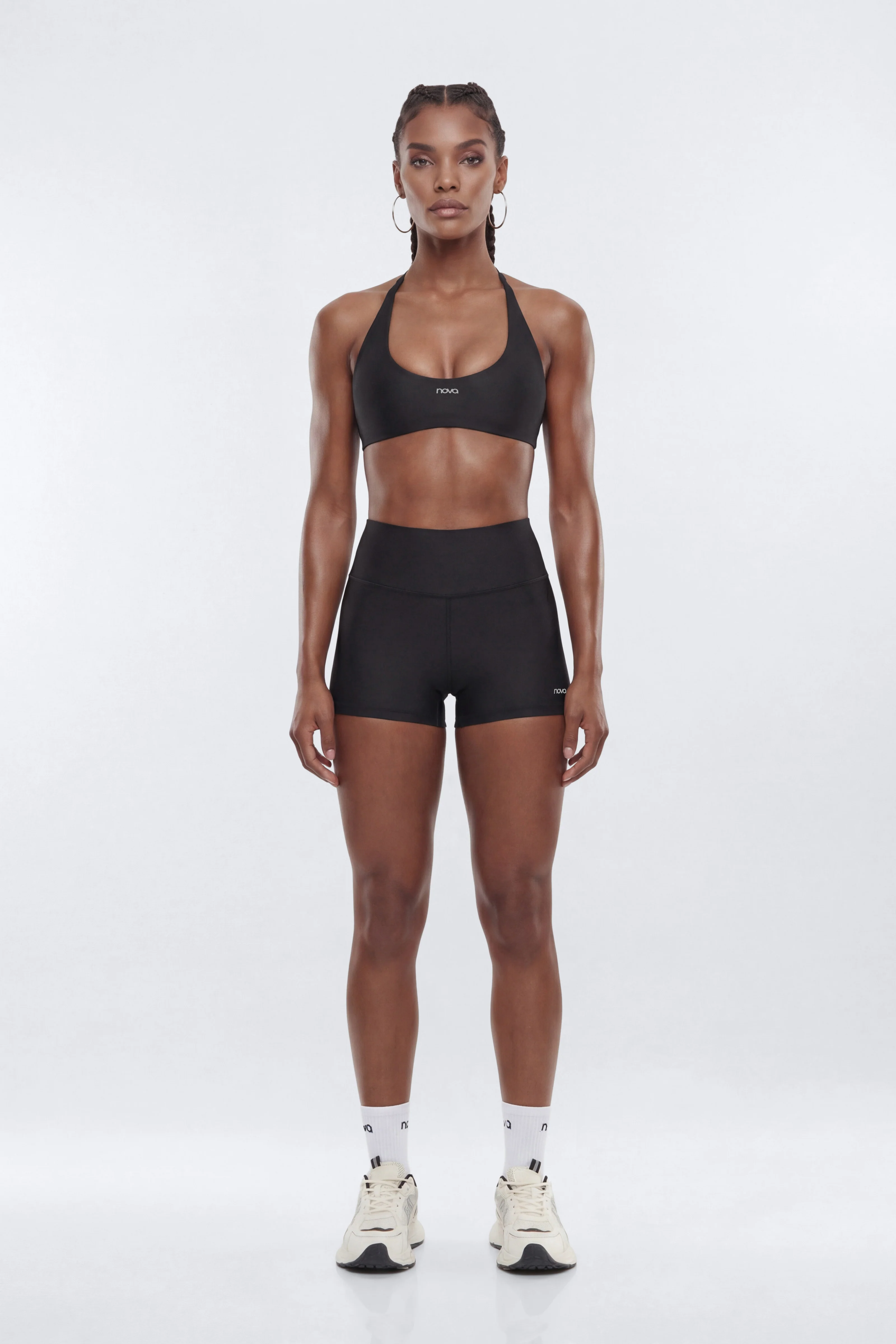 AirSculpt™ Scoop Halter Sports Bra - Black - Image 3