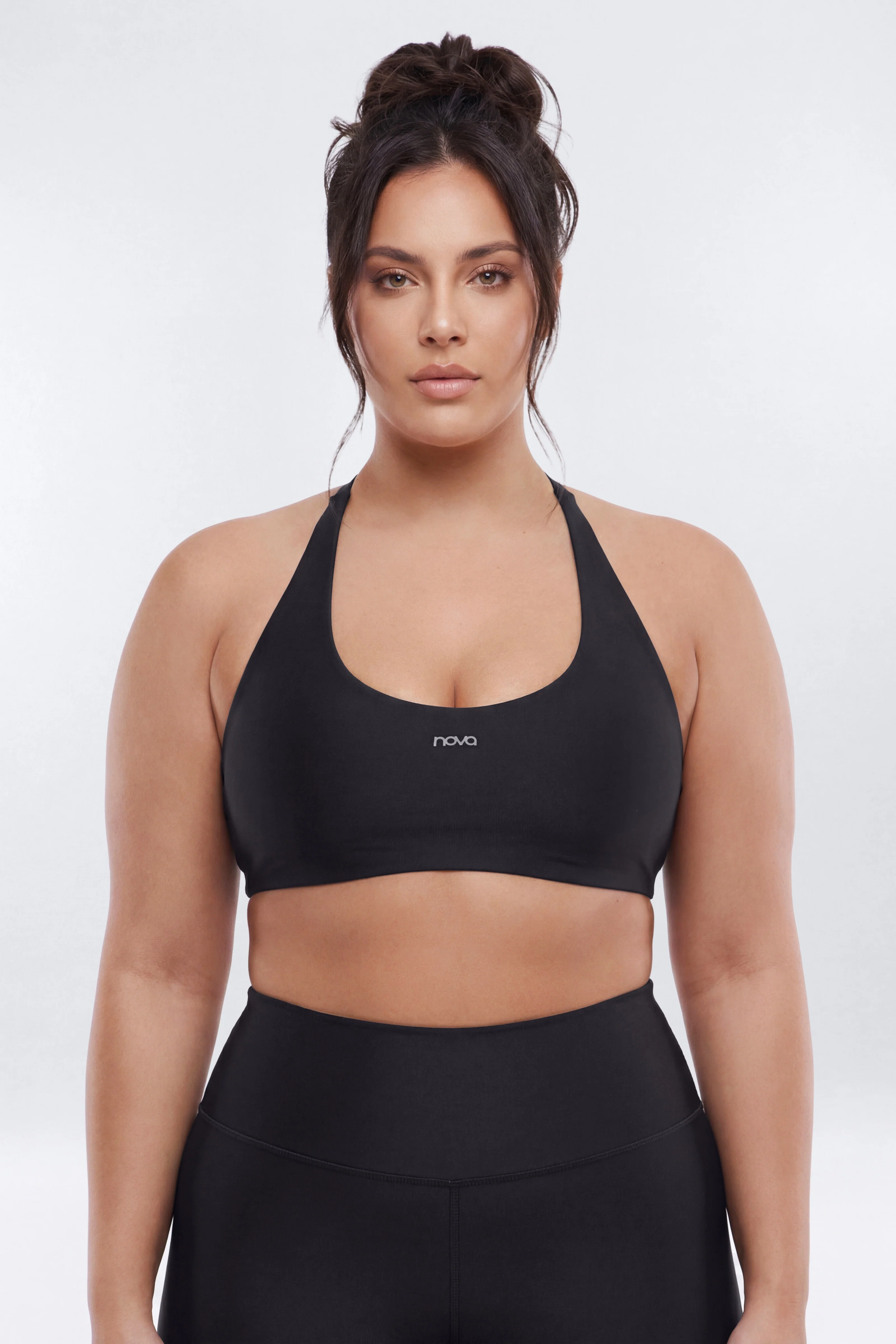 AirSculpt™ Scoop Halter Sports Bra - Black - Image 7