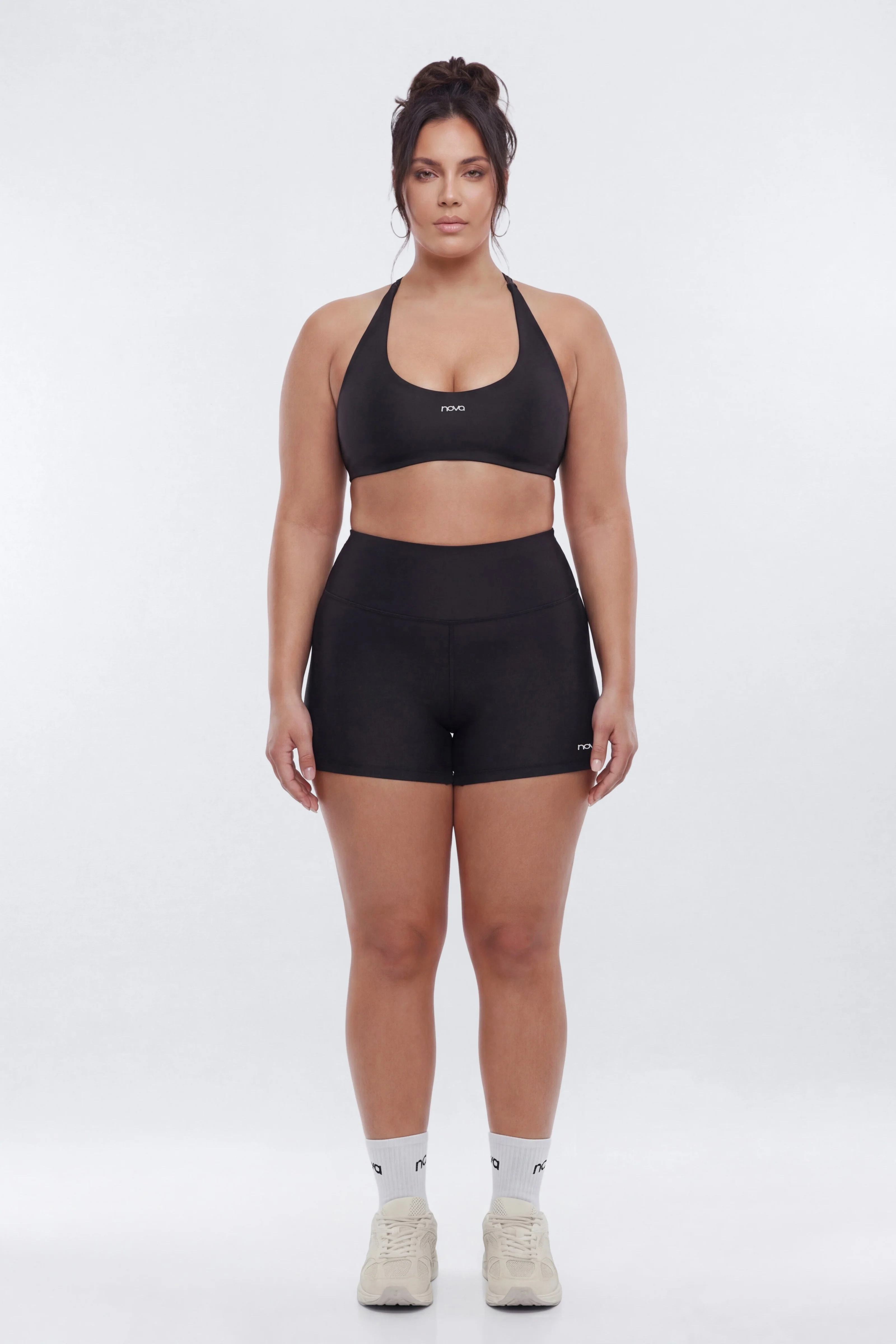 AirSculpt™ Scoop Halter Sports Bra - Black - Image 8