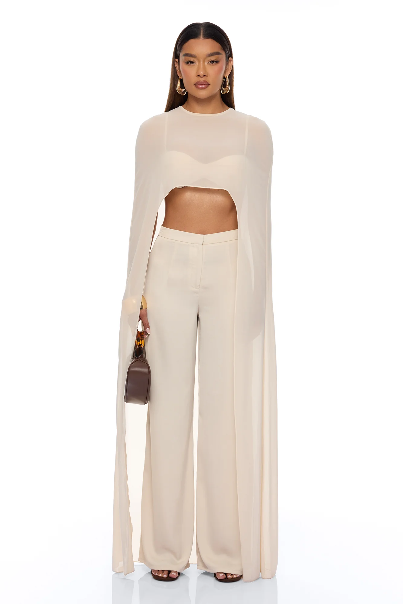 Alessandra Draped Pant Set - Natural