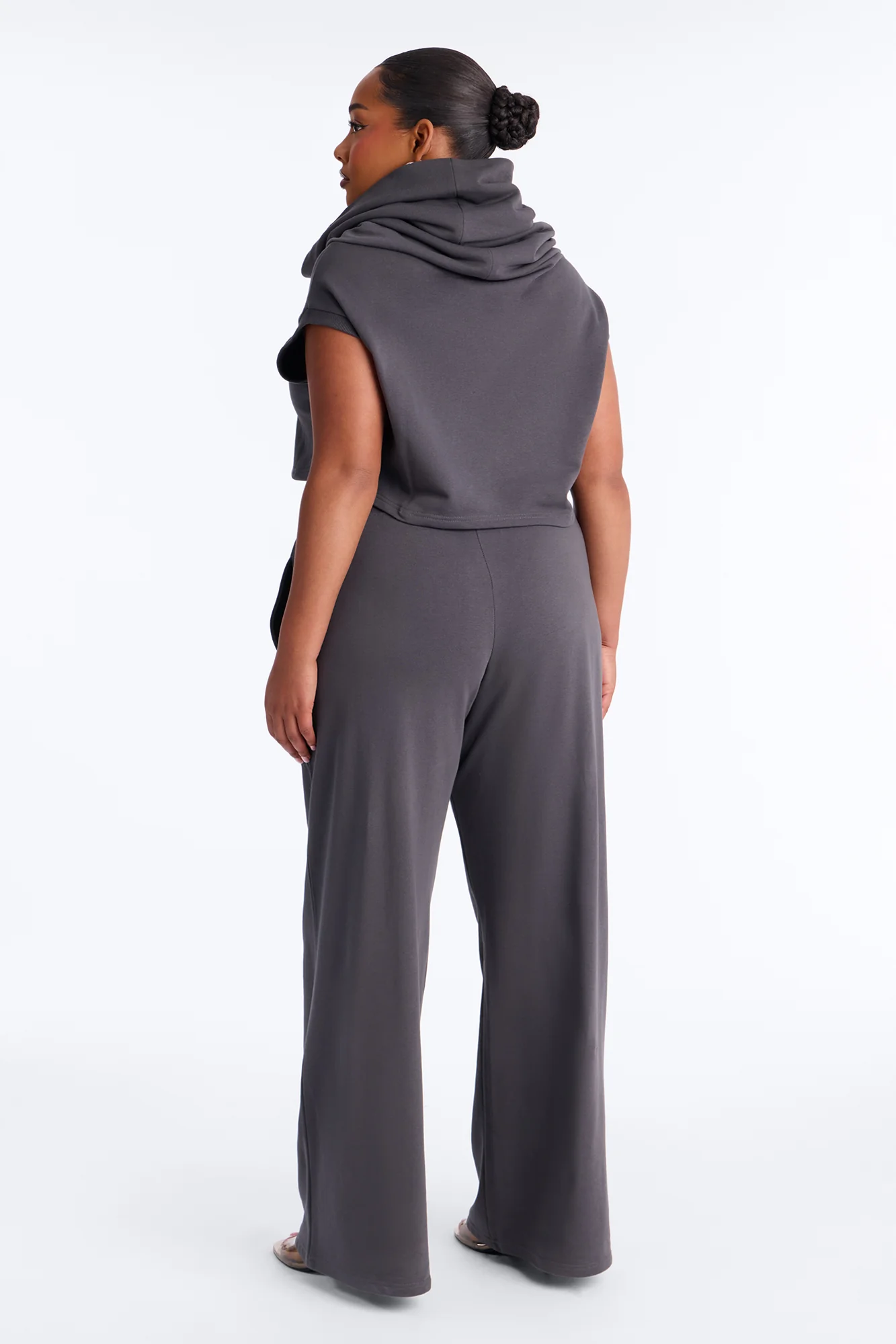 Alexa Wide Leg Pant Set - Charcoal - Image 8