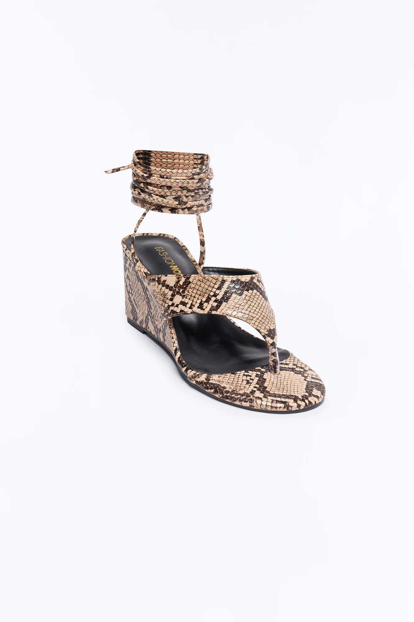 Alexia Thong Wrap Up Wedges - Brown/combo - Image 4