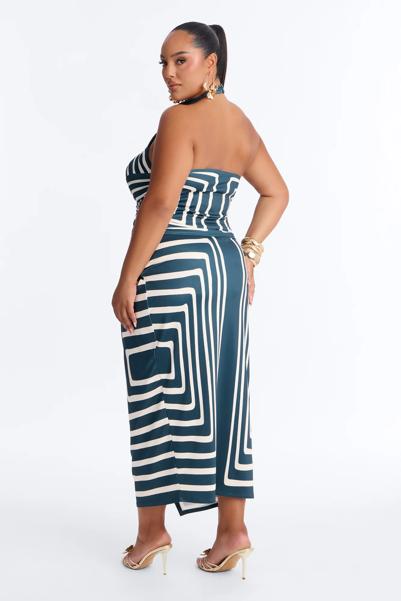 Alexia Wrap Skirt Set - Navy/combo - Image 8