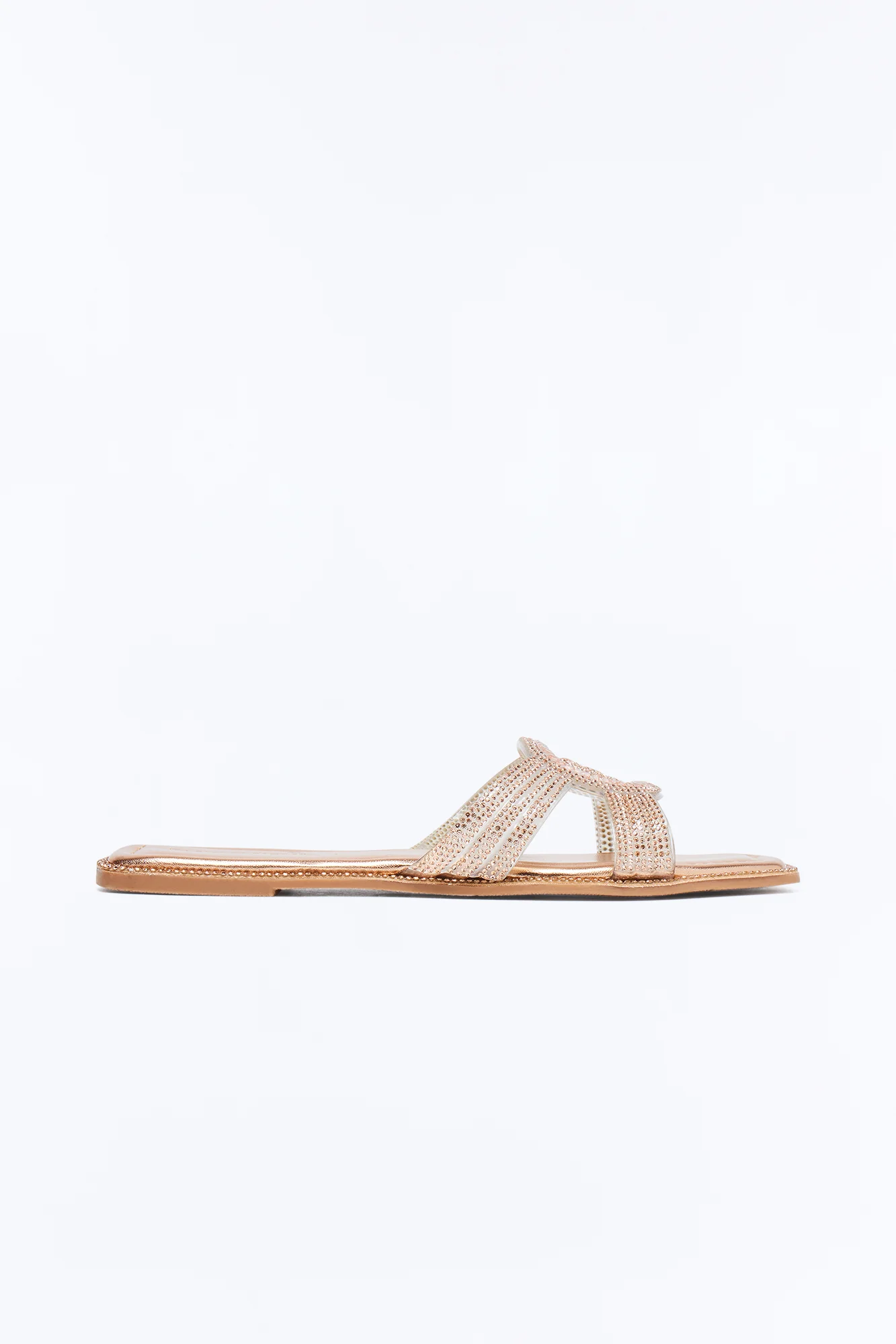 Alita Rhinestone Slip On Sandals - Rose Gold - Image 4