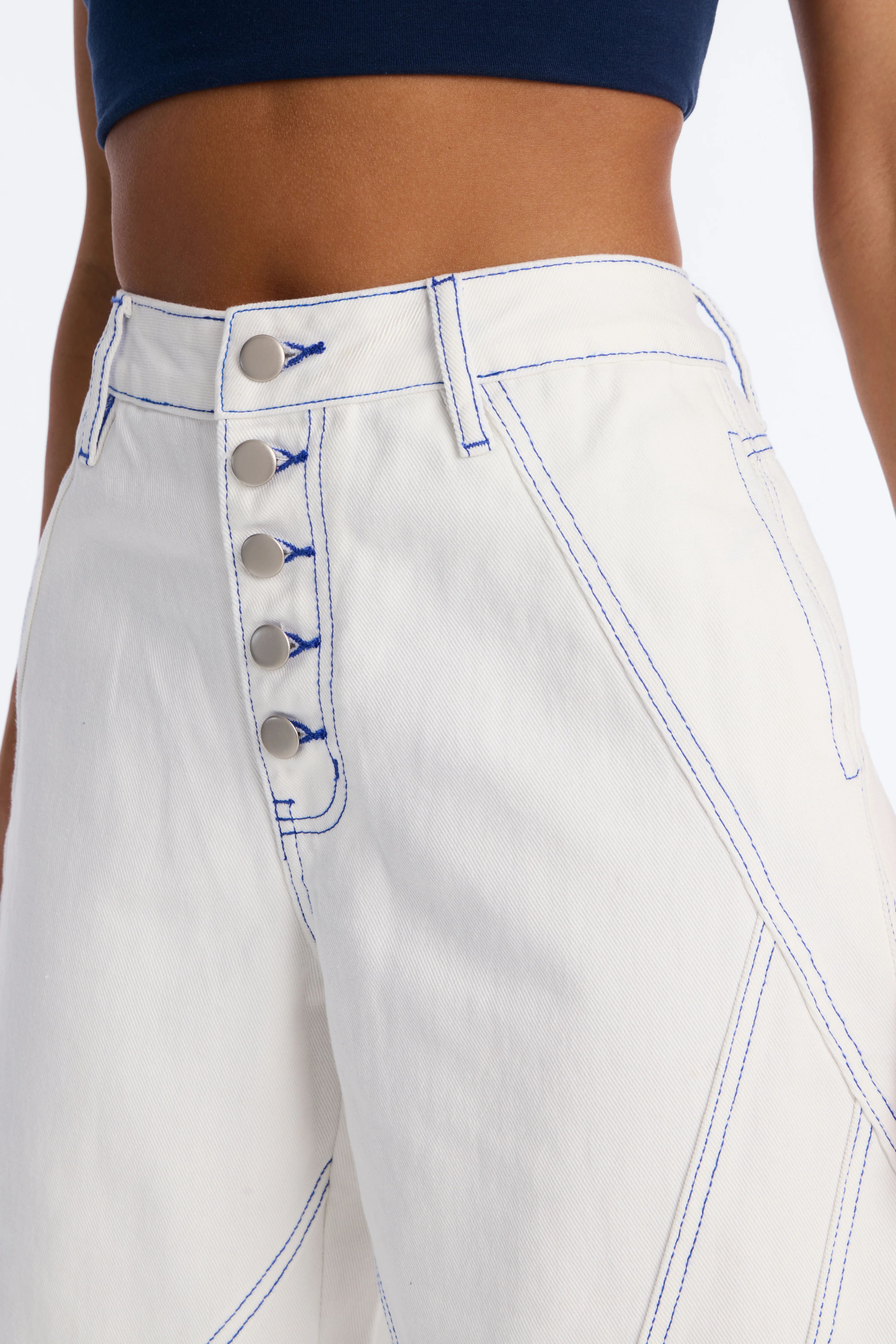All American Sweetheart Non Stretch Buttonfly Jeans - White - Image 4