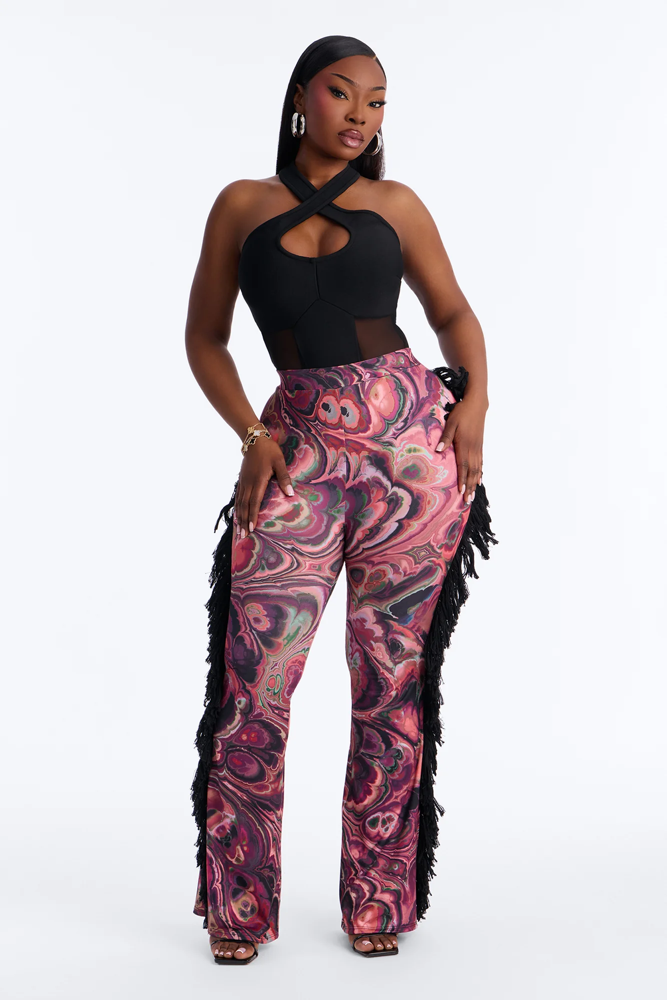 All At Once Fringe Flare Pant - Purple/combo - Image 4