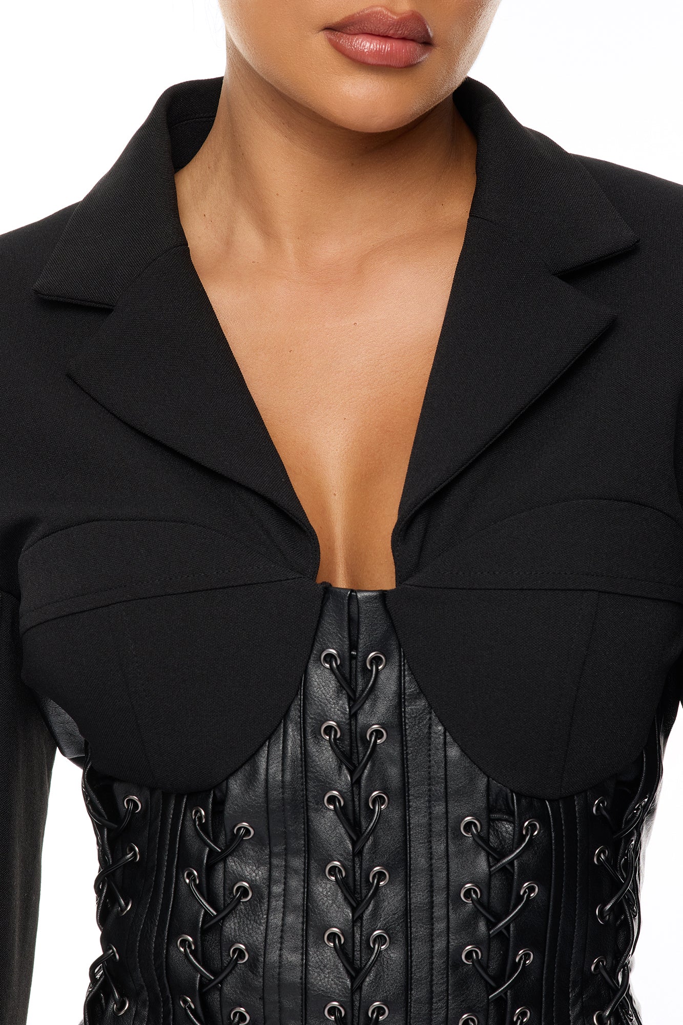 All Business Lace Up Blazer Mini Dress - Black - Image 3