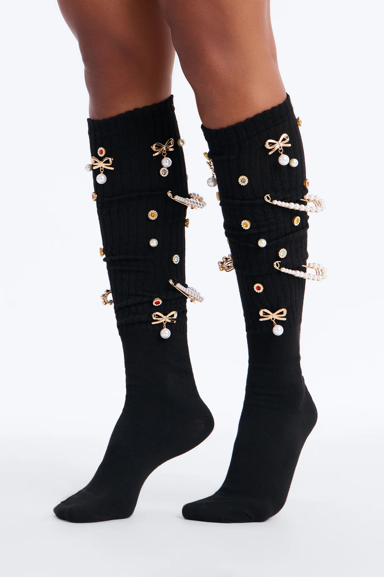 All Of Her Charm Slouchy Socks - Black