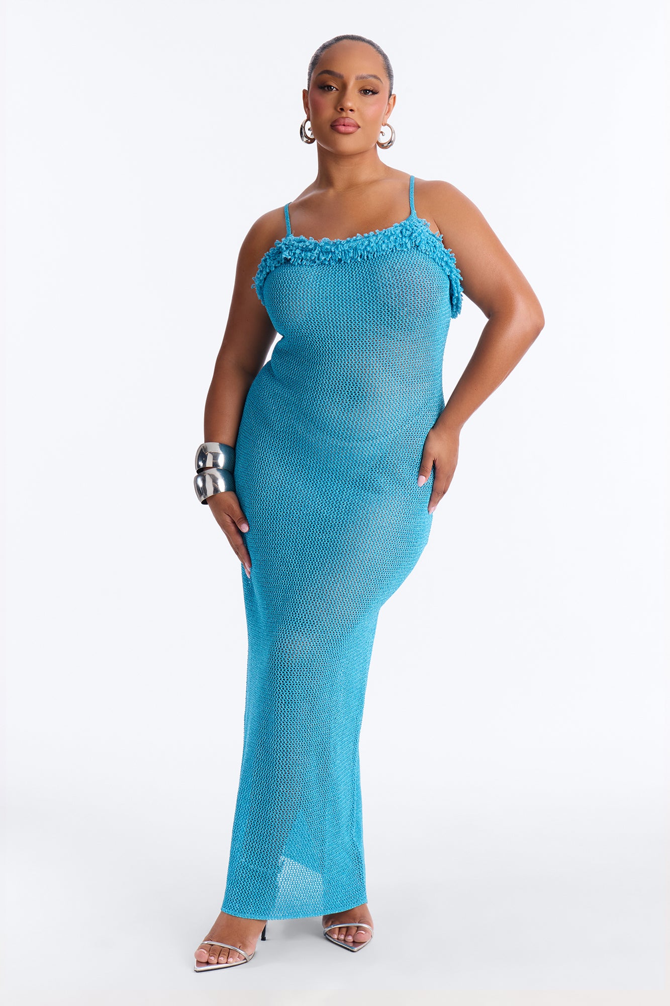 All That Glitters Crochet Maxi Dress - Aqua - Image 4