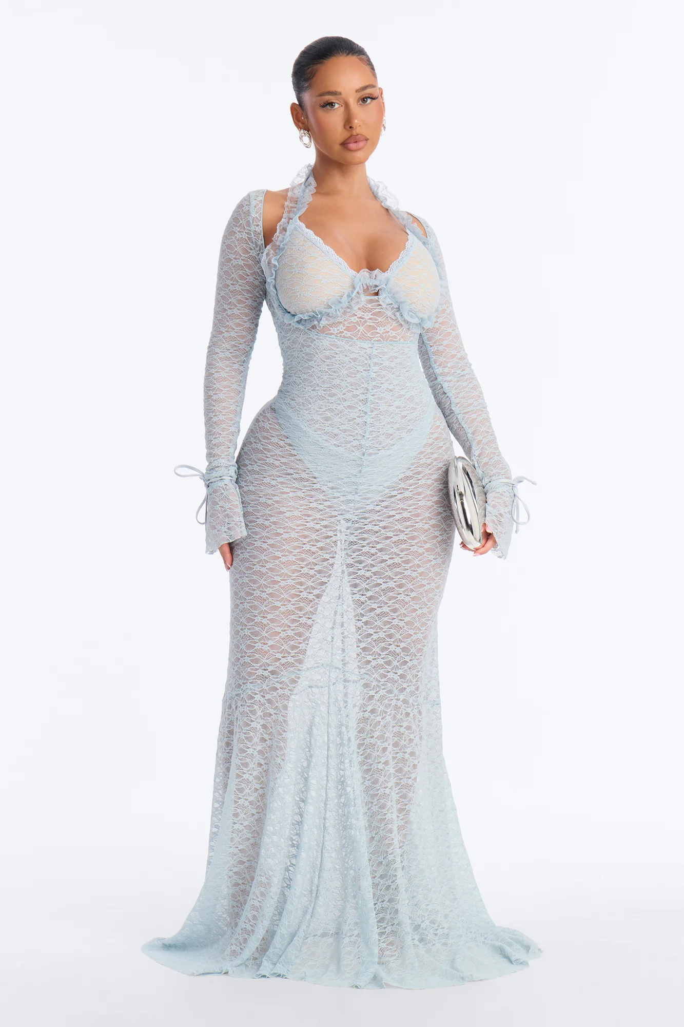 All The Drama Lace Maxi Dress - Blue