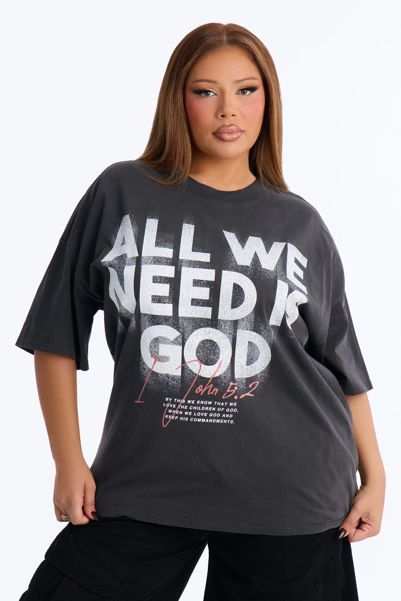 All We Need Is God Washed T-Shirt - Black - Image 5