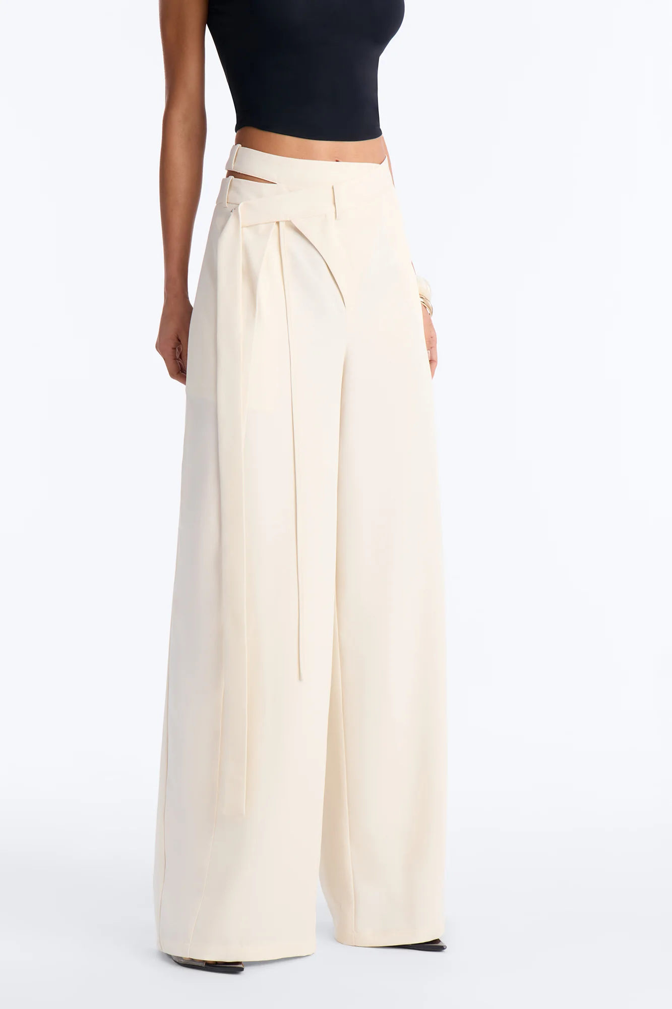 All Wrapped Up Cutout Wide Leg Trousers - Ivory - Image 2