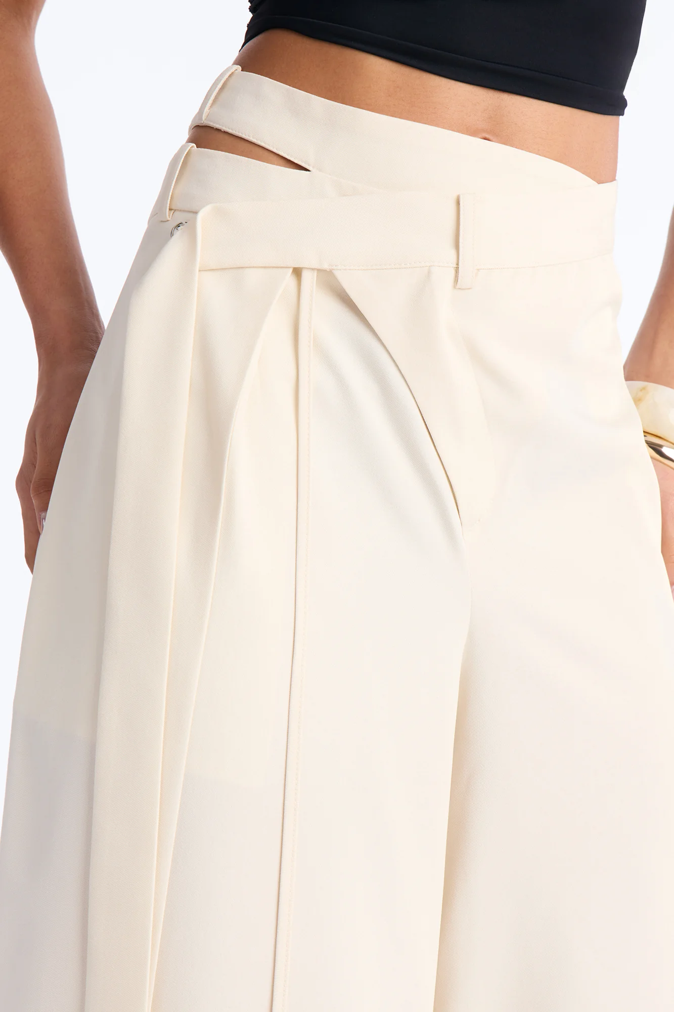 All Wrapped Up Cutout Wide Leg Trousers - Ivory - Image 3