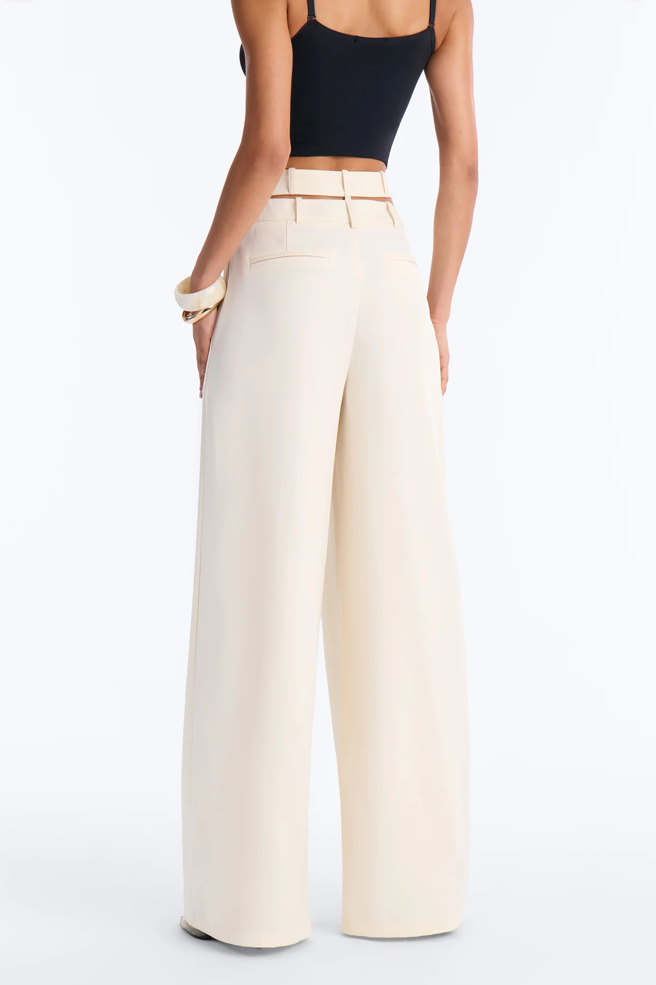 All Wrapped Up Cutout Wide Leg Trousers - Ivory - Image 4