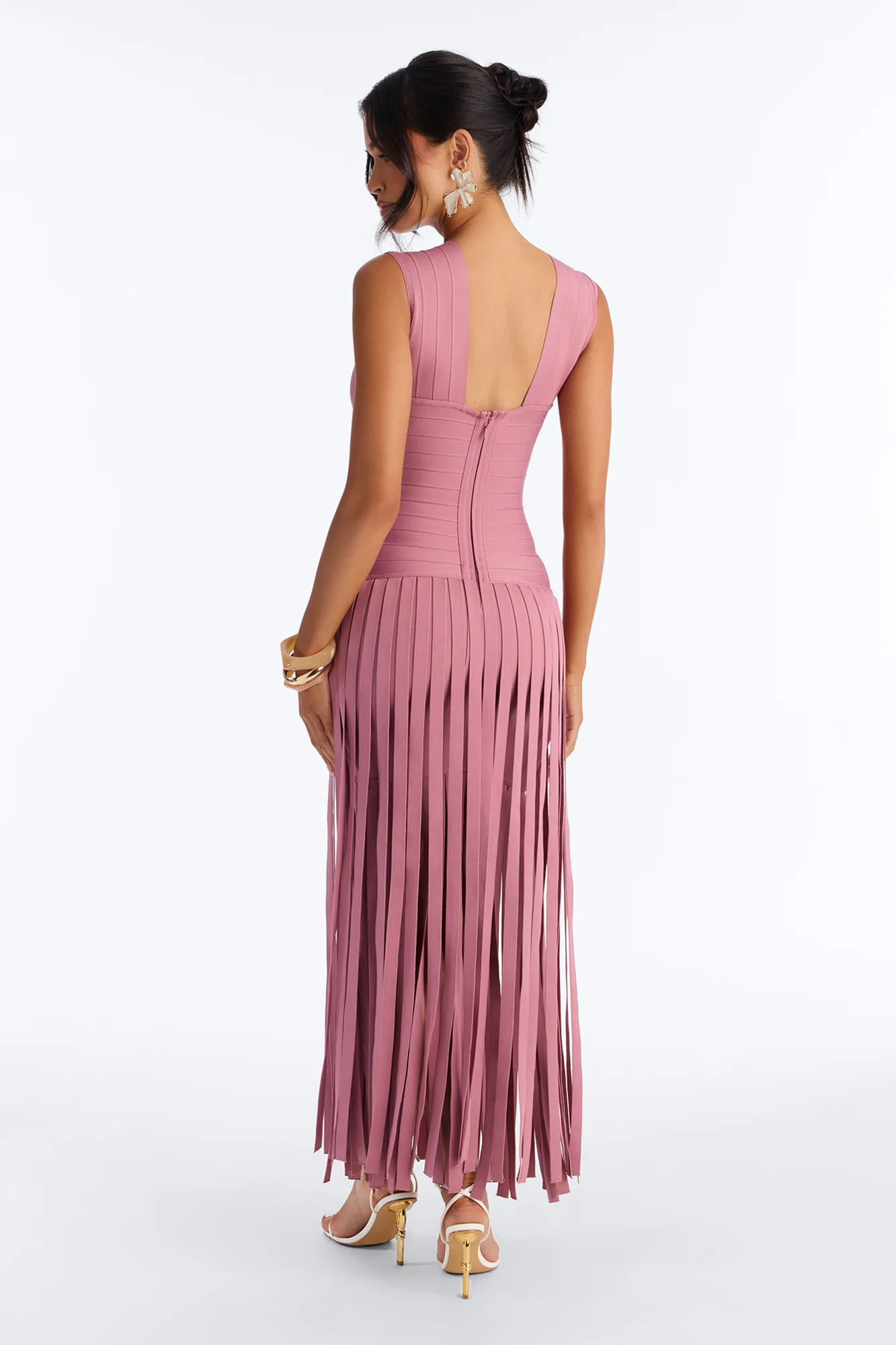 Alliana Bandage Fringe Maxi Dress - Mauve - Image 3