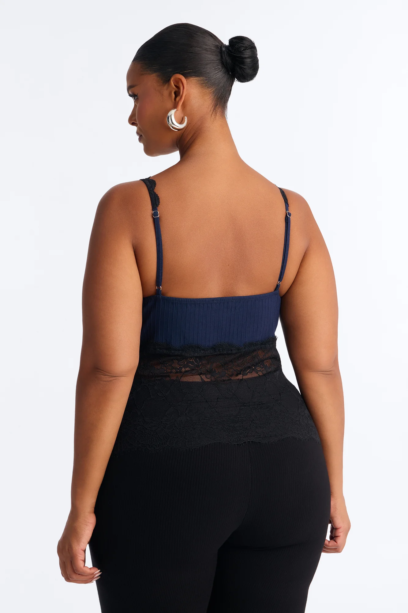 Allison Sheer Lace V Neck Top - Navy/combo - Image 8