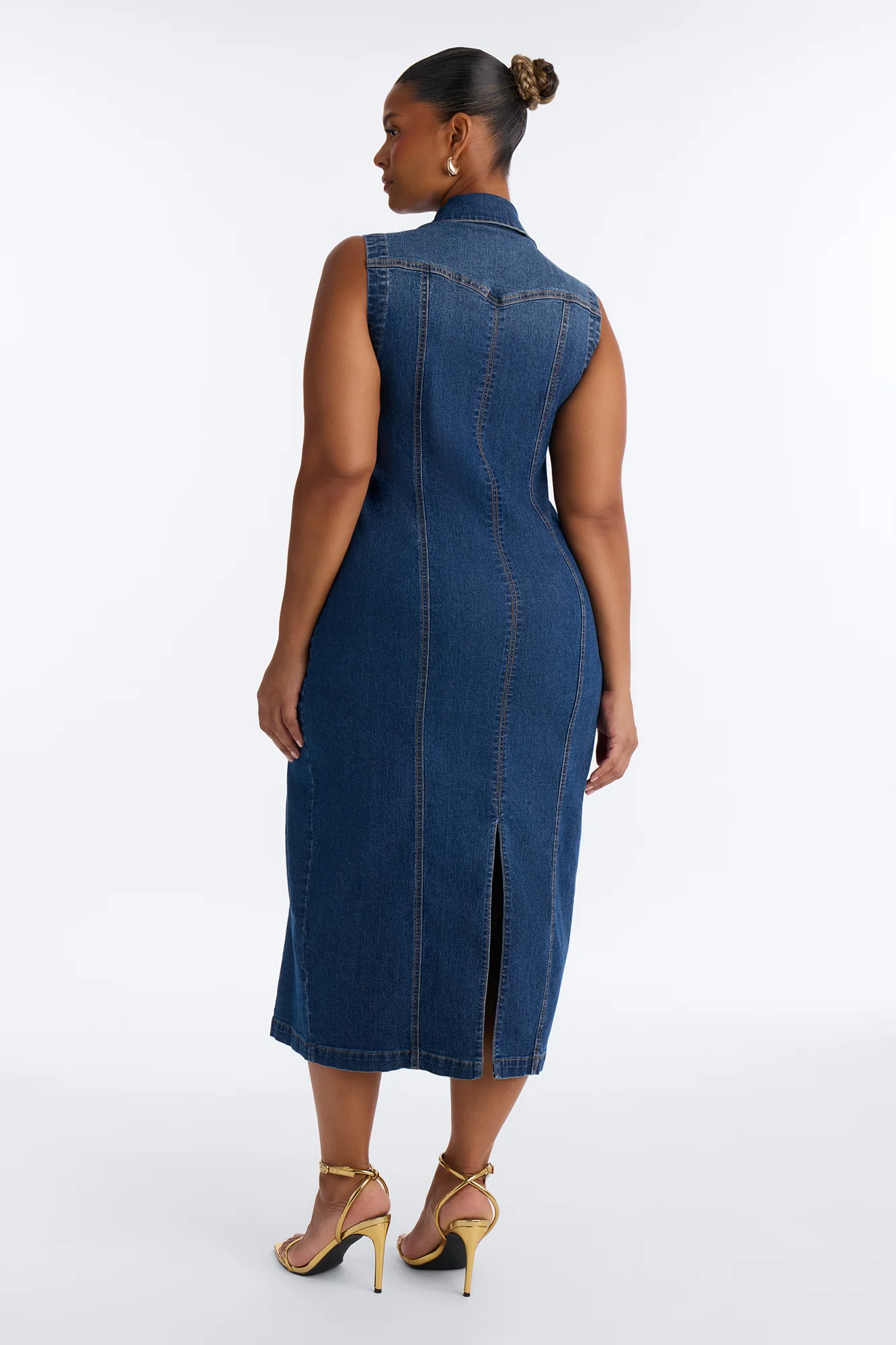 Allison Stretch Denim Midi Dress - DarkWash - Image 7