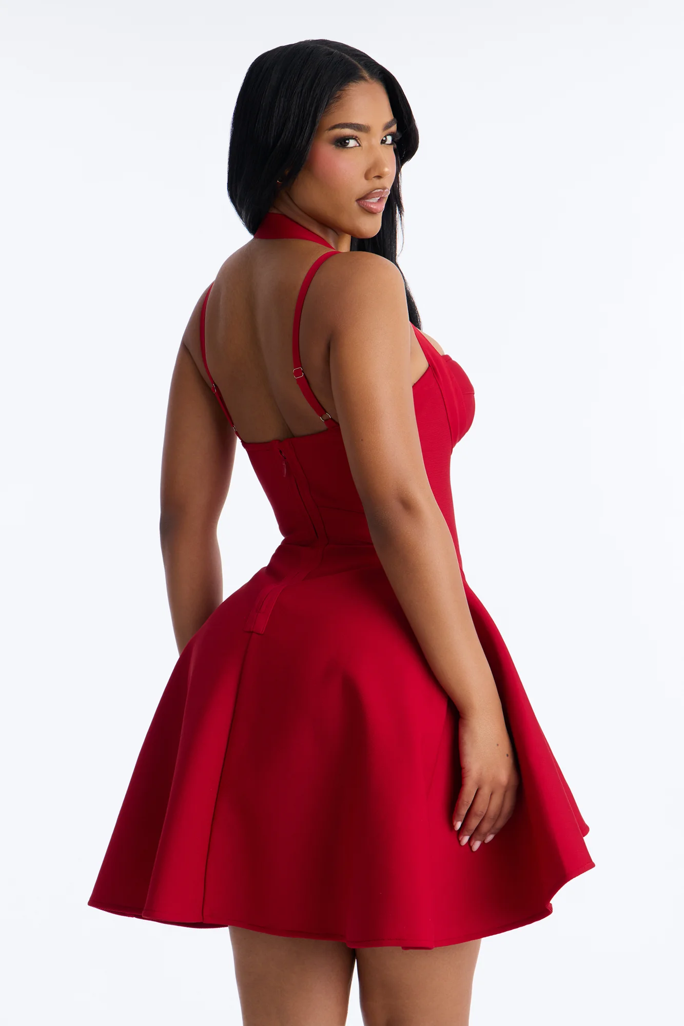 Alondra Asymmetrical Bandage Mini Dress - Red - Image 4