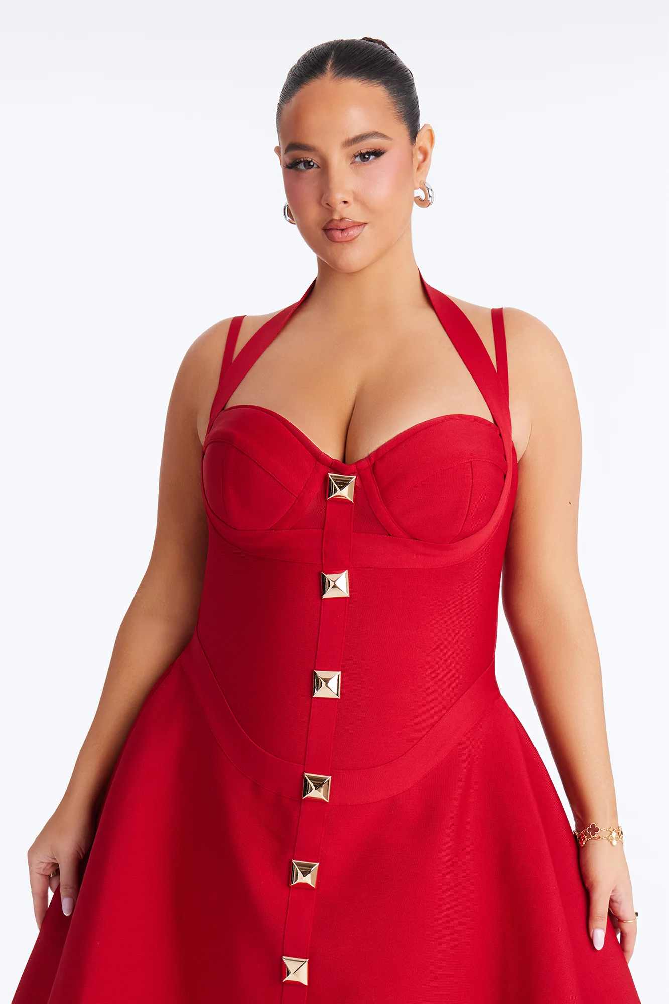 Alondra Asymmetrical Bandage Mini Dress - Red - Image 7