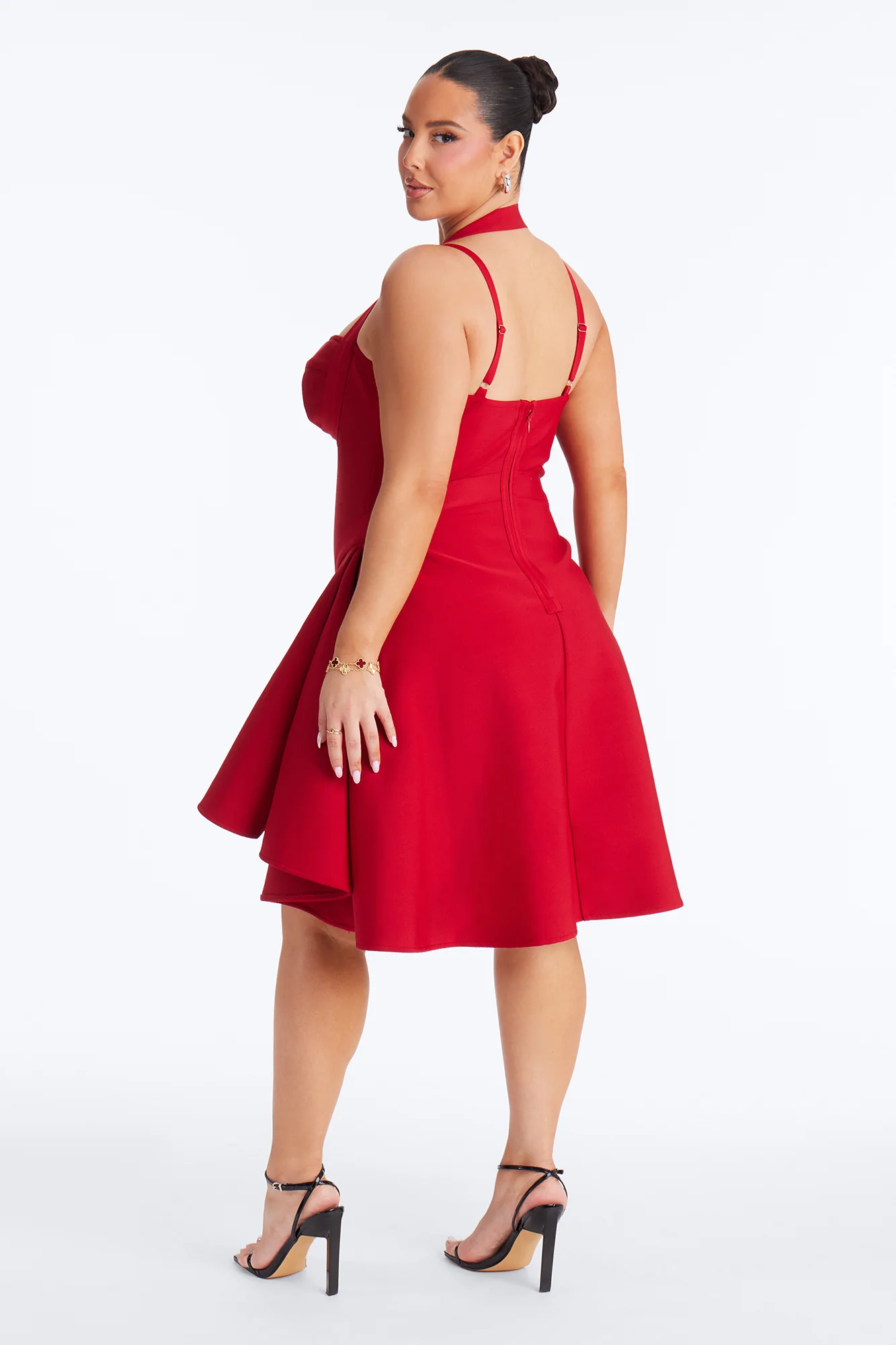 Alondra Asymmetrical Bandage Mini Dress - Red - Image 9