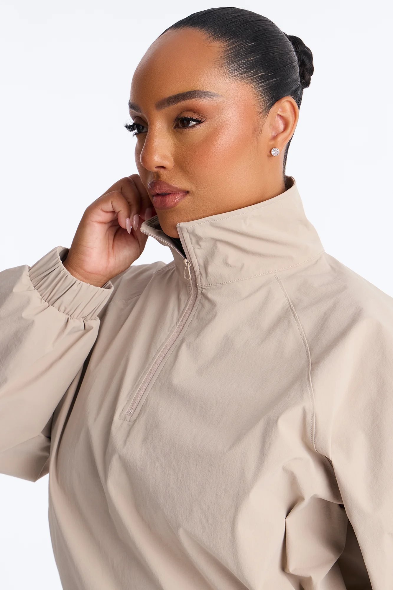 Alora Windbreaker Lounge Quarter Zip - Stone - Image 8