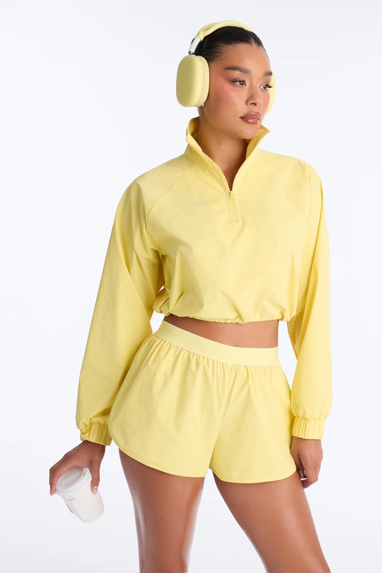 Alora Windbreaker Lounge Quarter Zip - Yellow